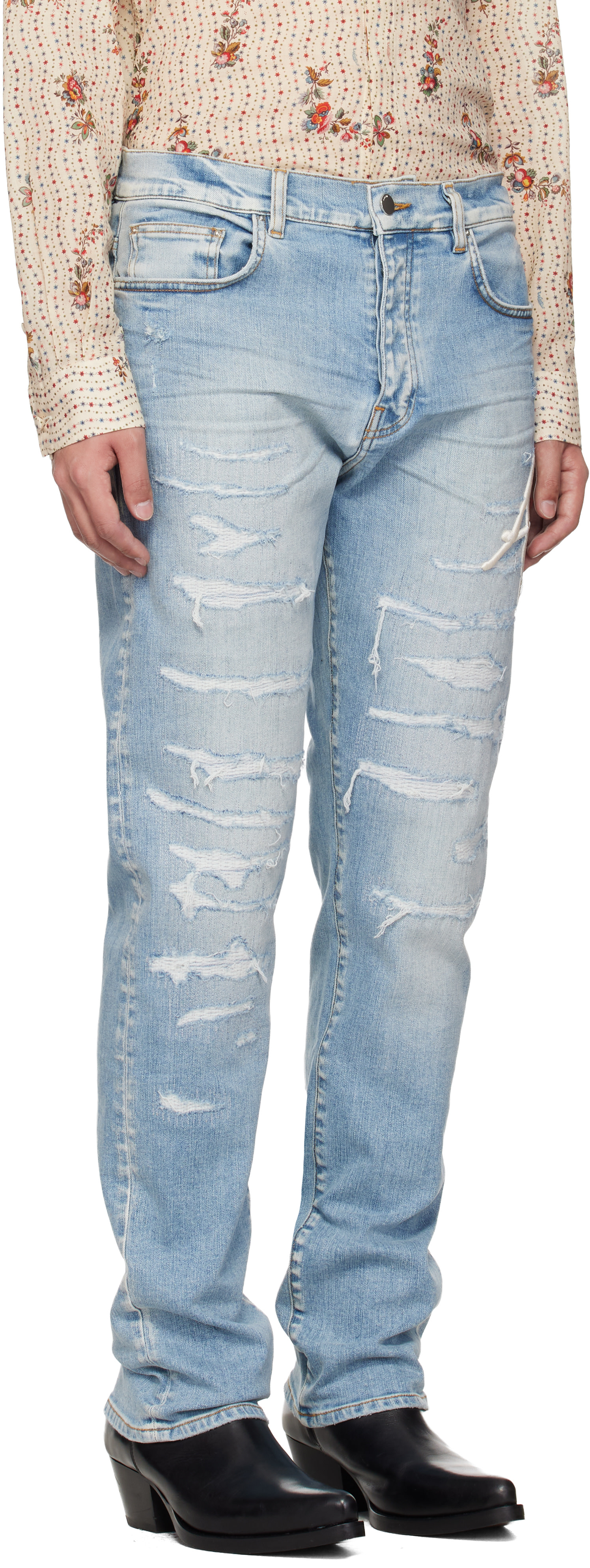 AMIRI - Jean ajusté bleu à logo