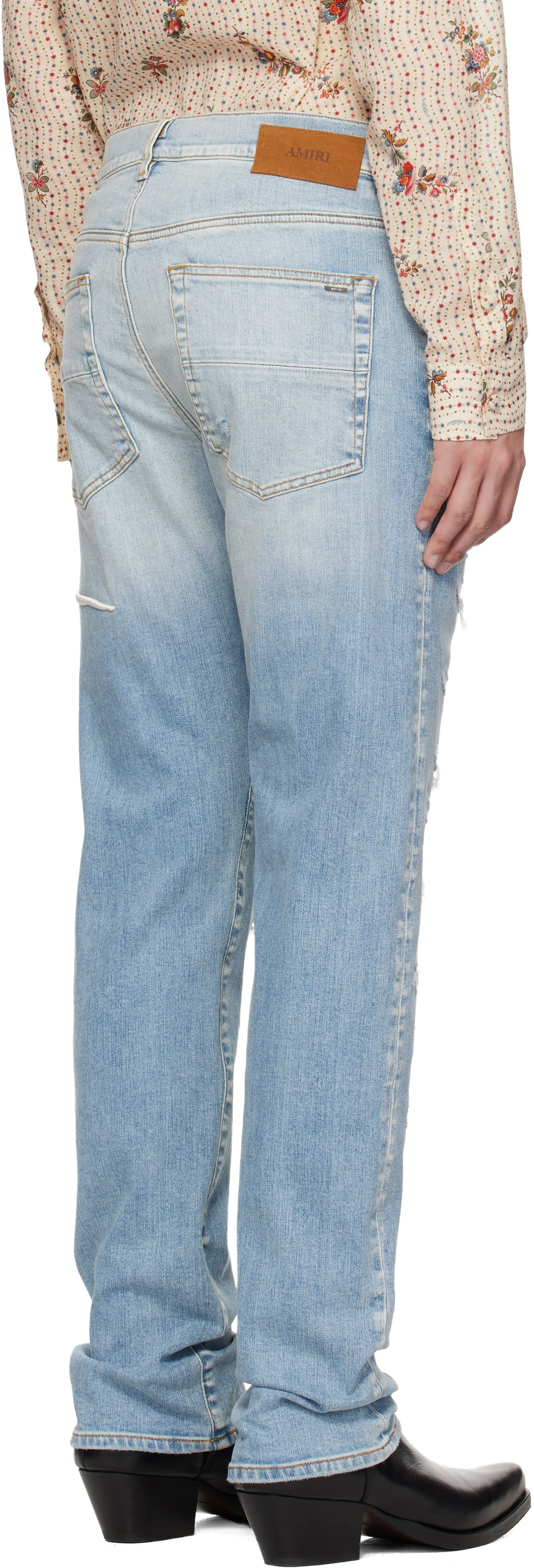 AMIRI - Jean ajusté bleu à logo