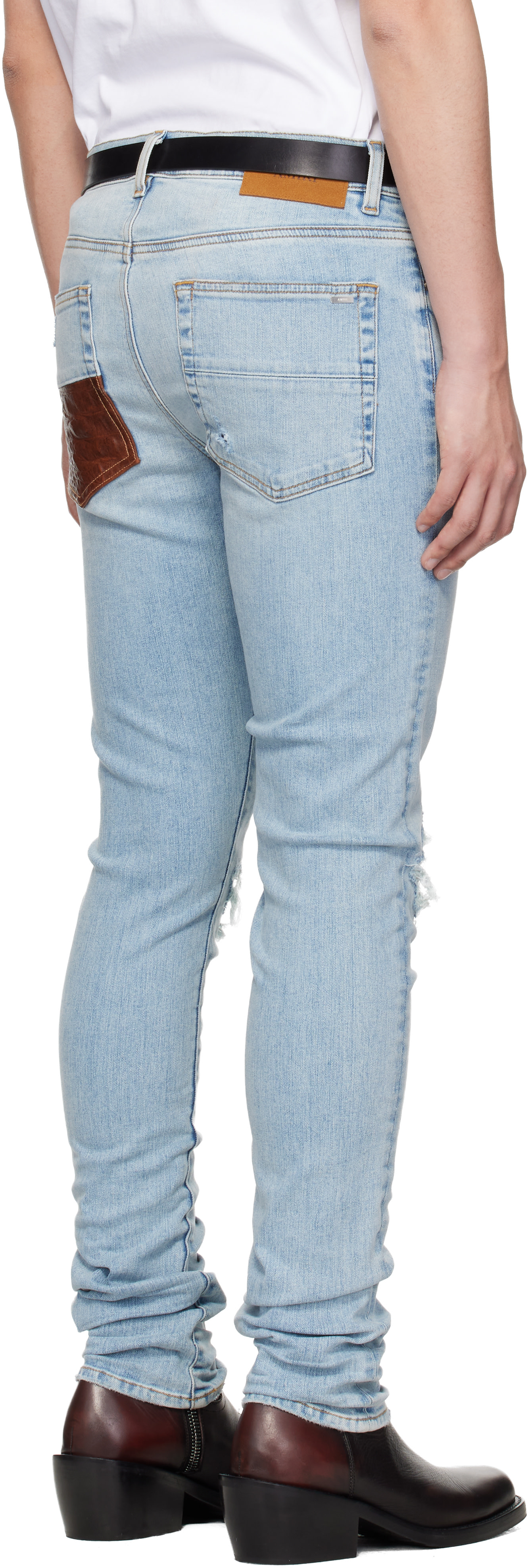 ★E.M.I★ AMIRI: Blue Croc MX1 Jeans | SSENSE