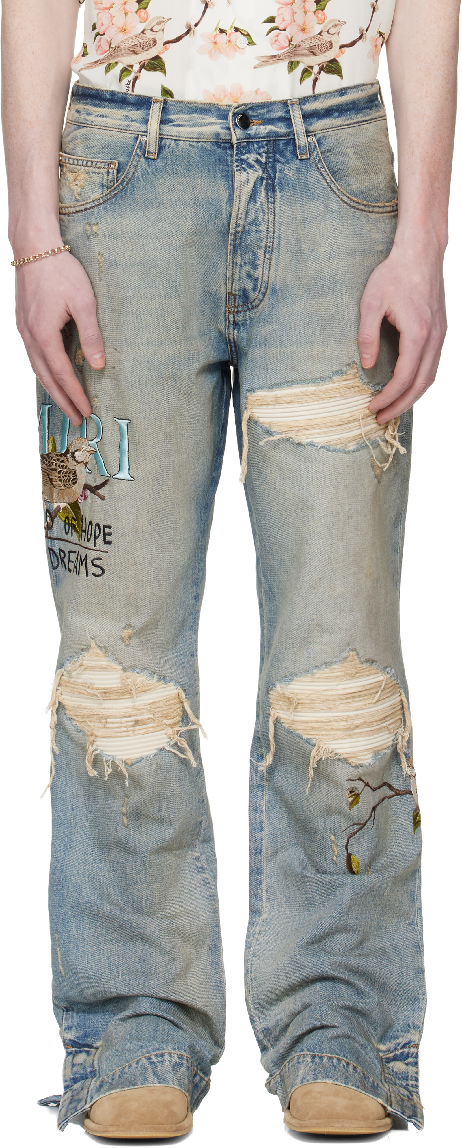 AMIRI: Blue Chateau MX1 Straight Flare Jeans | SSENSE