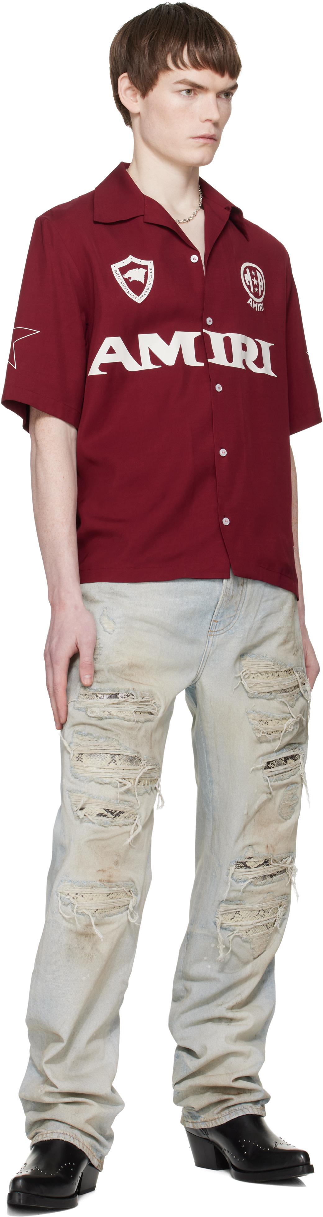 AMIRI: Blue Snake Thrasher Straight Jeans | SSENSE