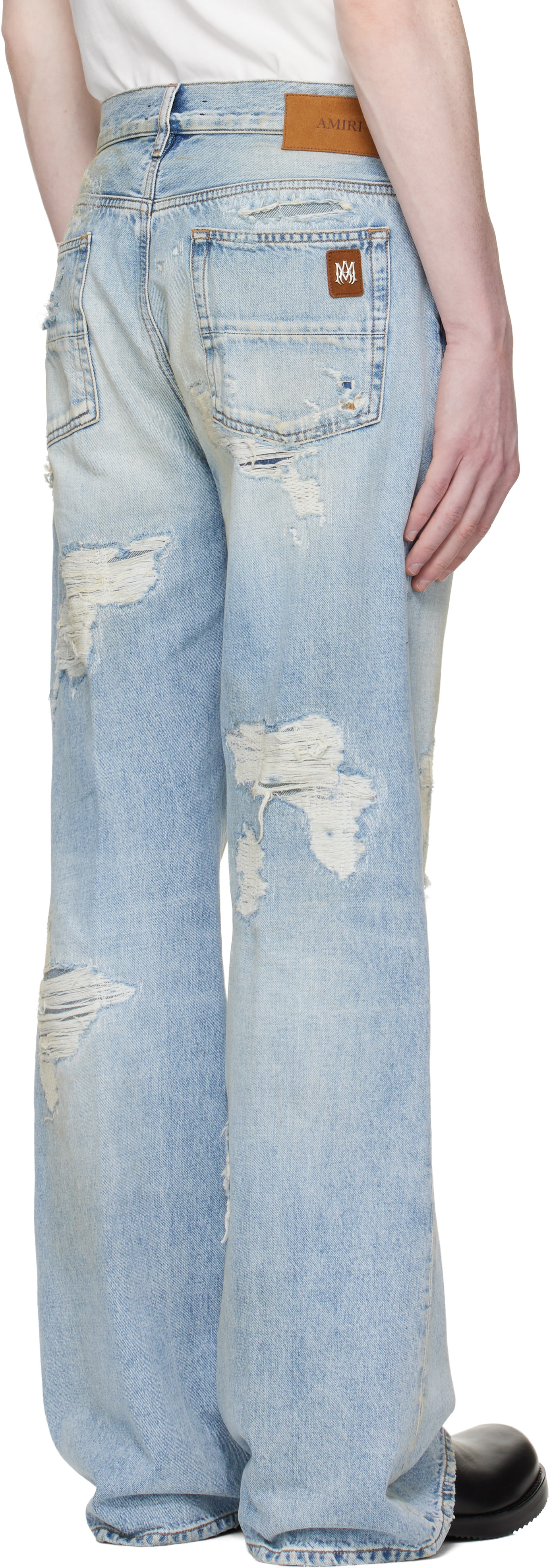AMIRI - Blue Distressed Boot Cut Jeans