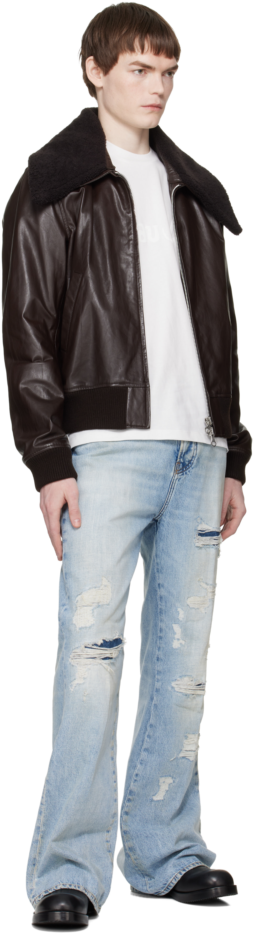 AMIRI - Blue Distressed Boot Cut Jeans