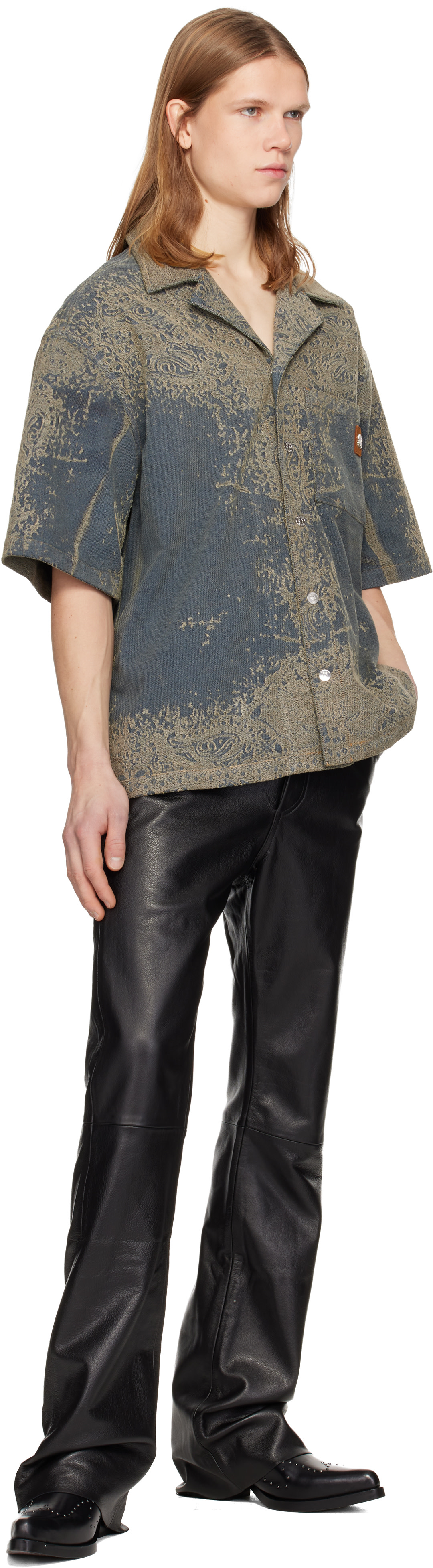 AMIRI: ブルー Faded Bandana デニムシャツ | SSENSE 日本