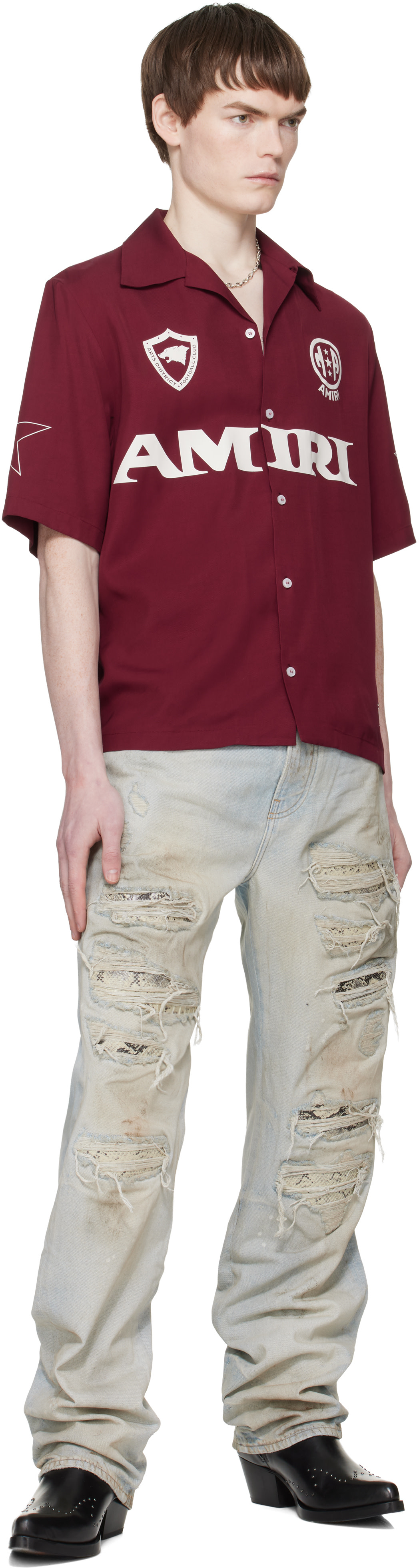 AMIRI: Red 'Amiri' Sport Camp Shirt | SSENSE