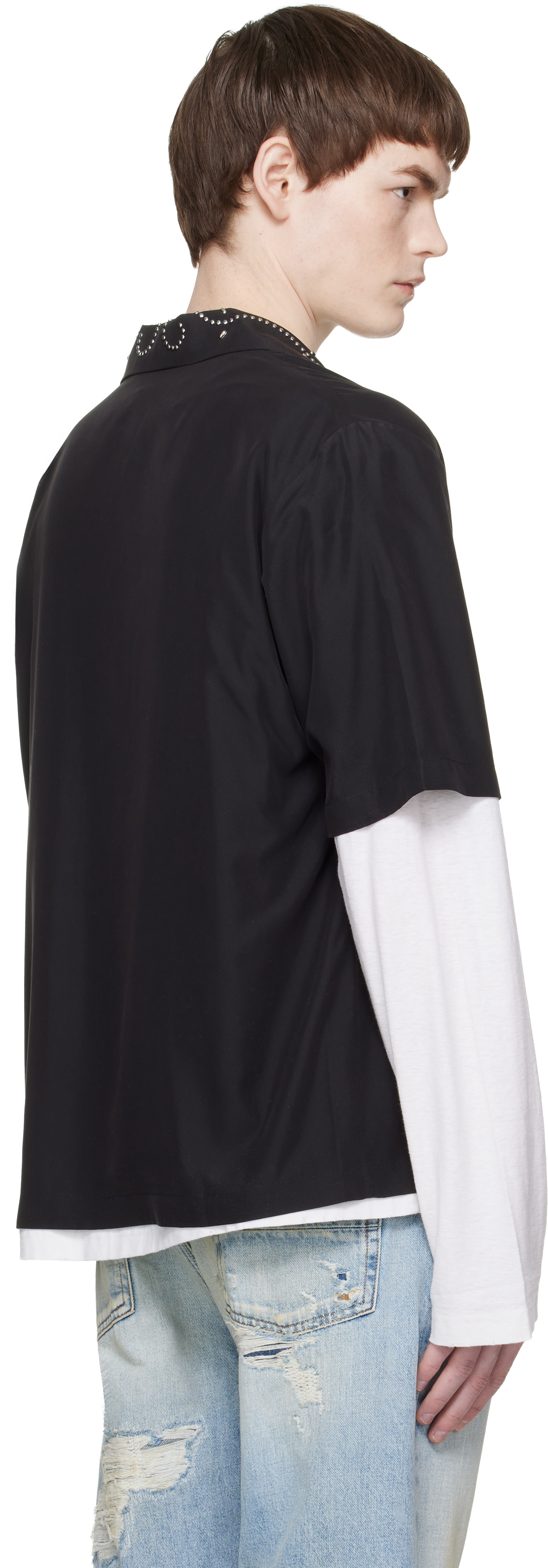 AMIRI: Black 'Amiri' Stud Camp Shirt | SSENSE