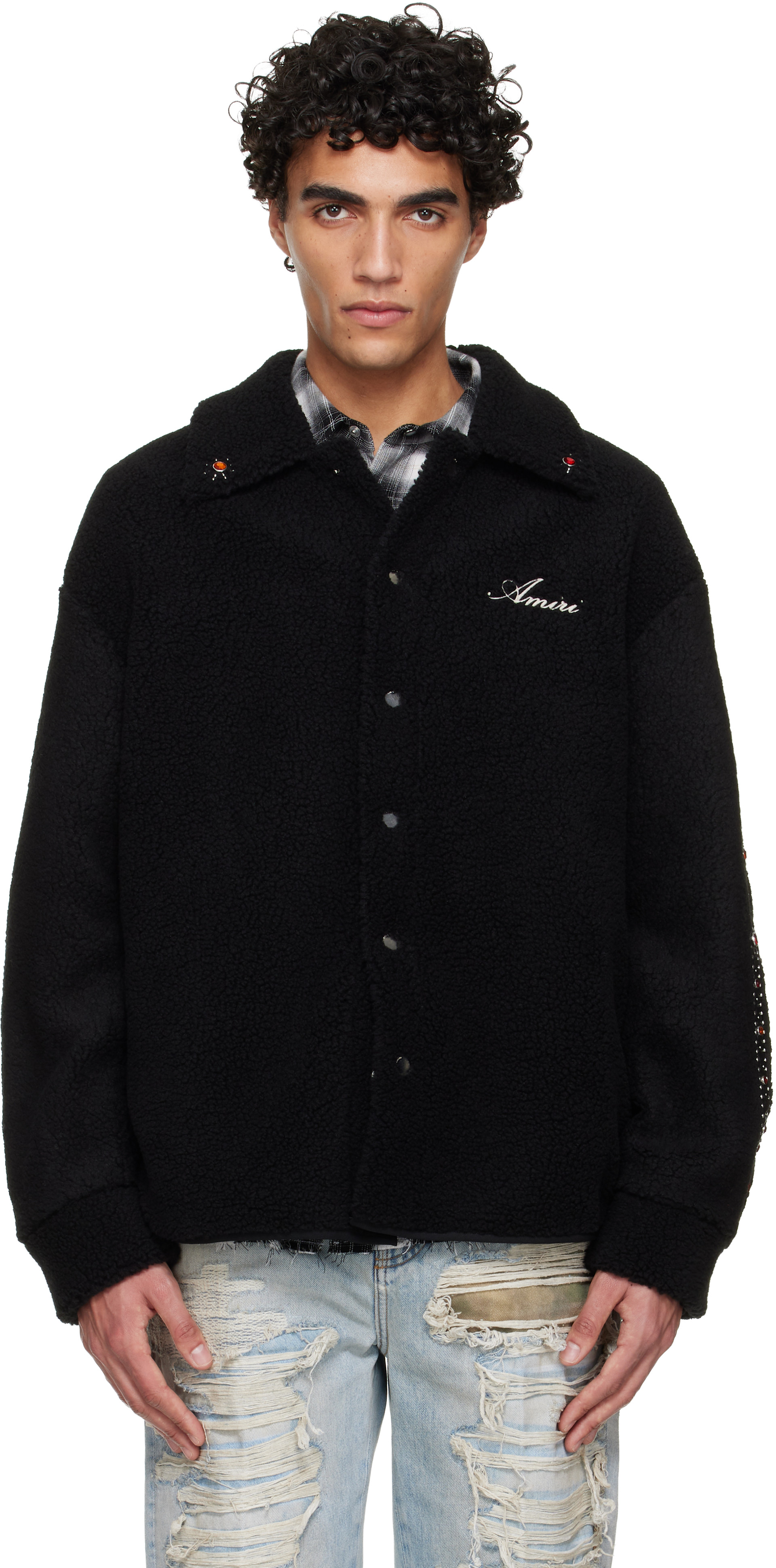 AMIRI - Black Bones Studded Overshirt