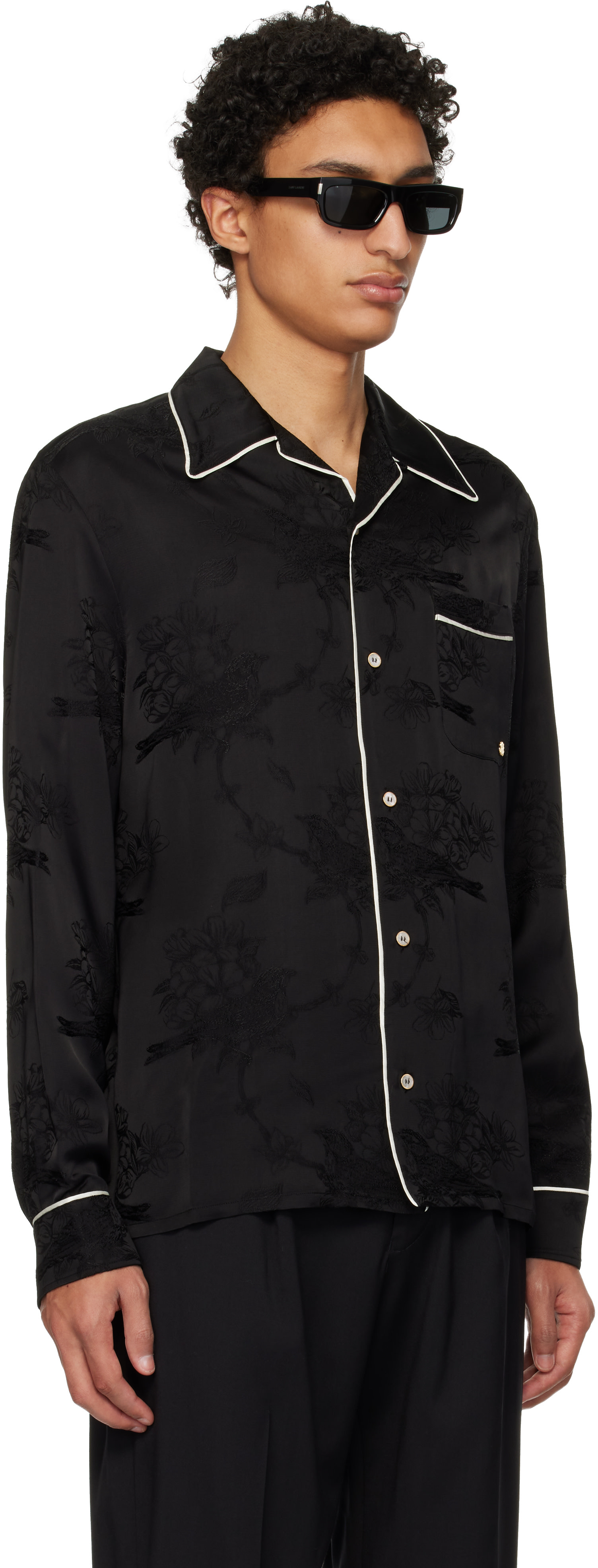 AMIRI: Black Floral Jacquard Shirt | SSENSE