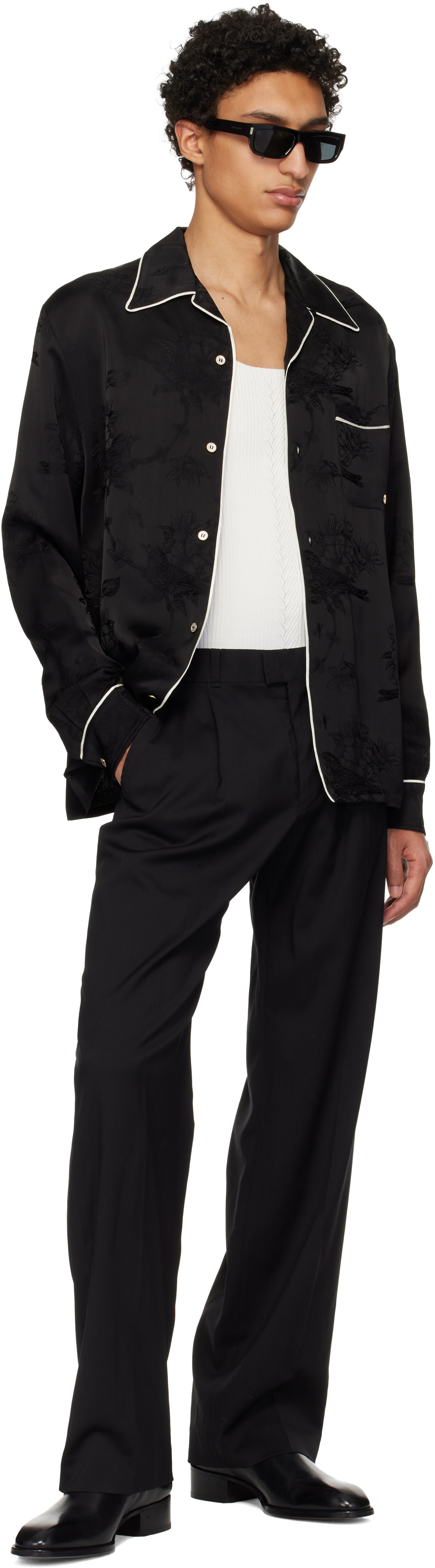 AMIRI: Black Floral Jacquard Shirt | SSENSE