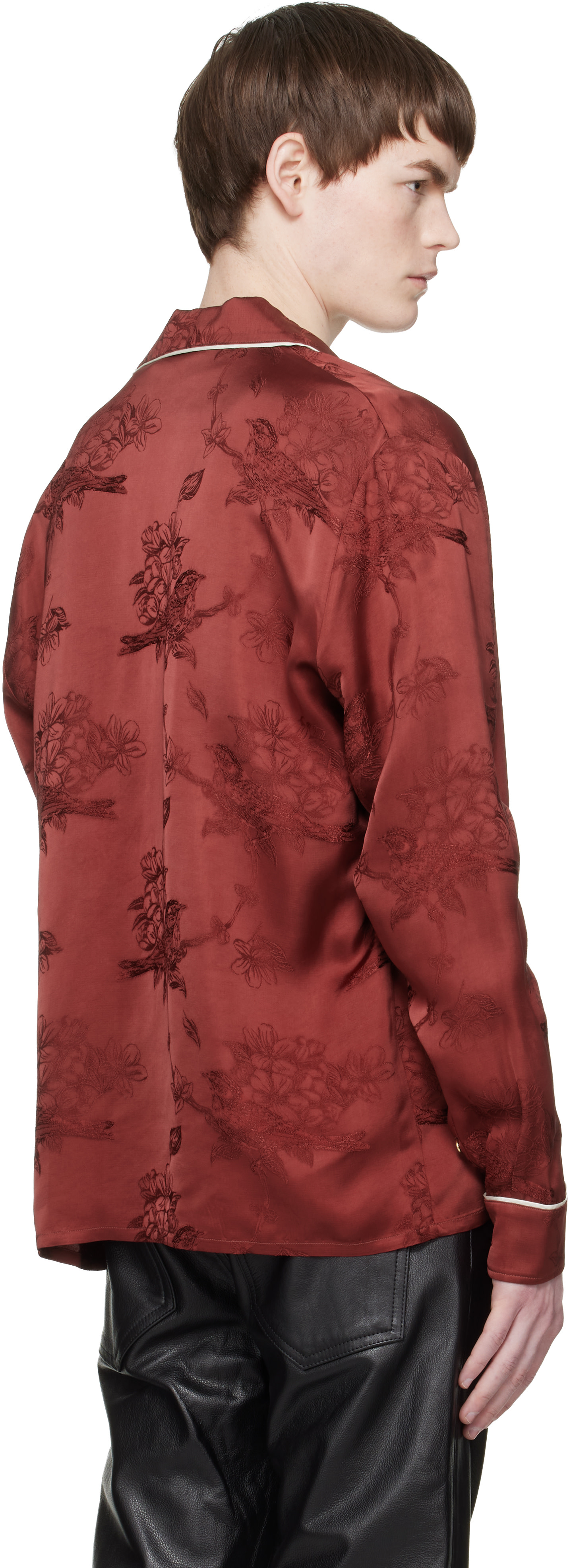 AMIRI: Red Floral Jacquard Pyjama Shirt | SSENSE