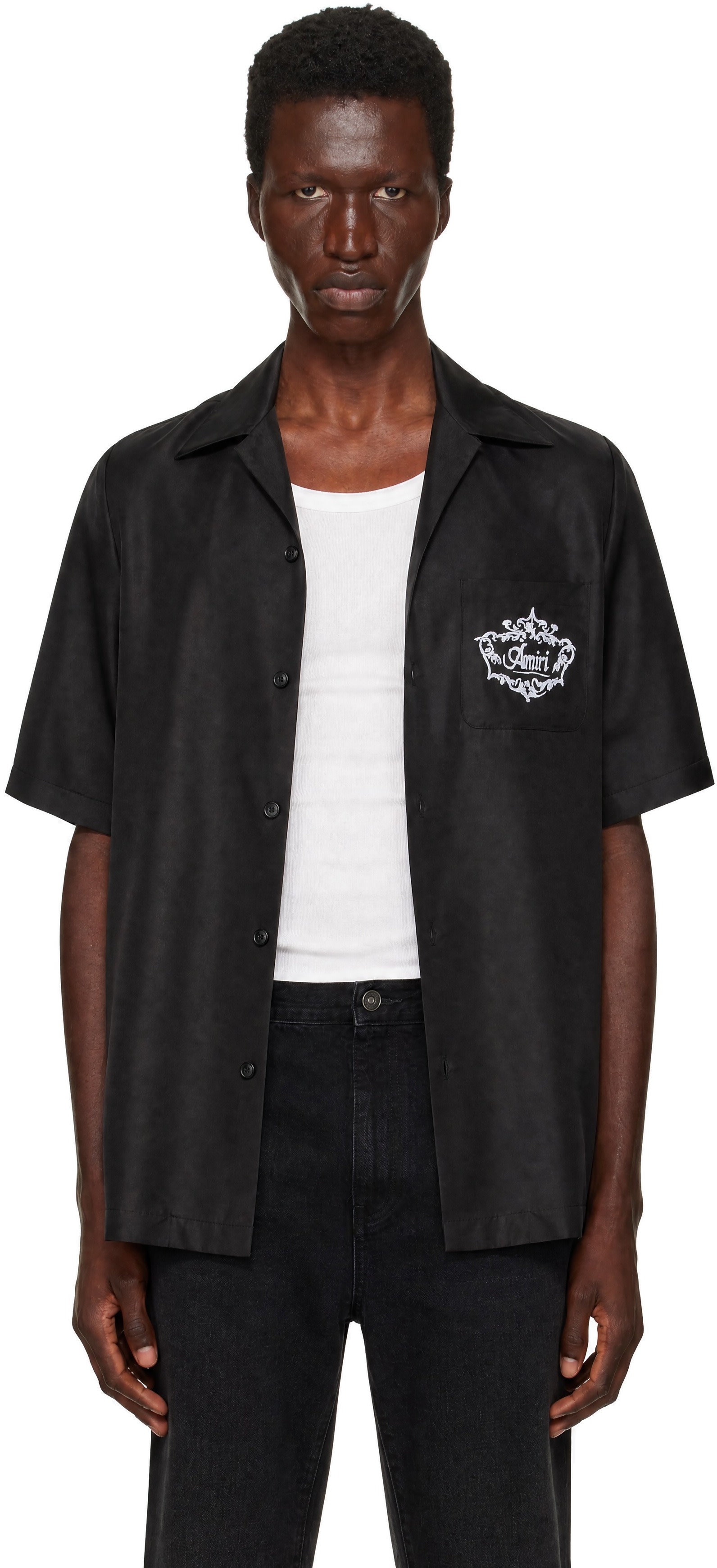 AMIRI - Black Chateau Crest Camp Shirt