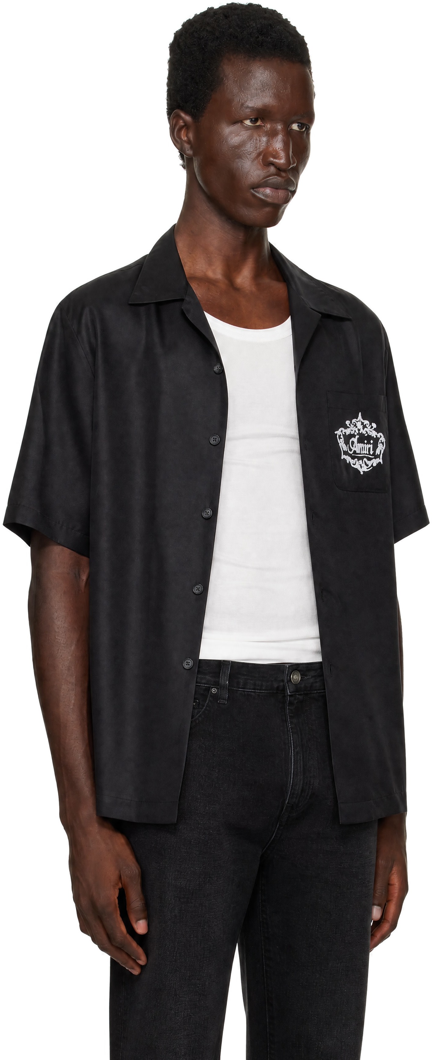 AMIRI - Black Chateau Crest Camp Shirt