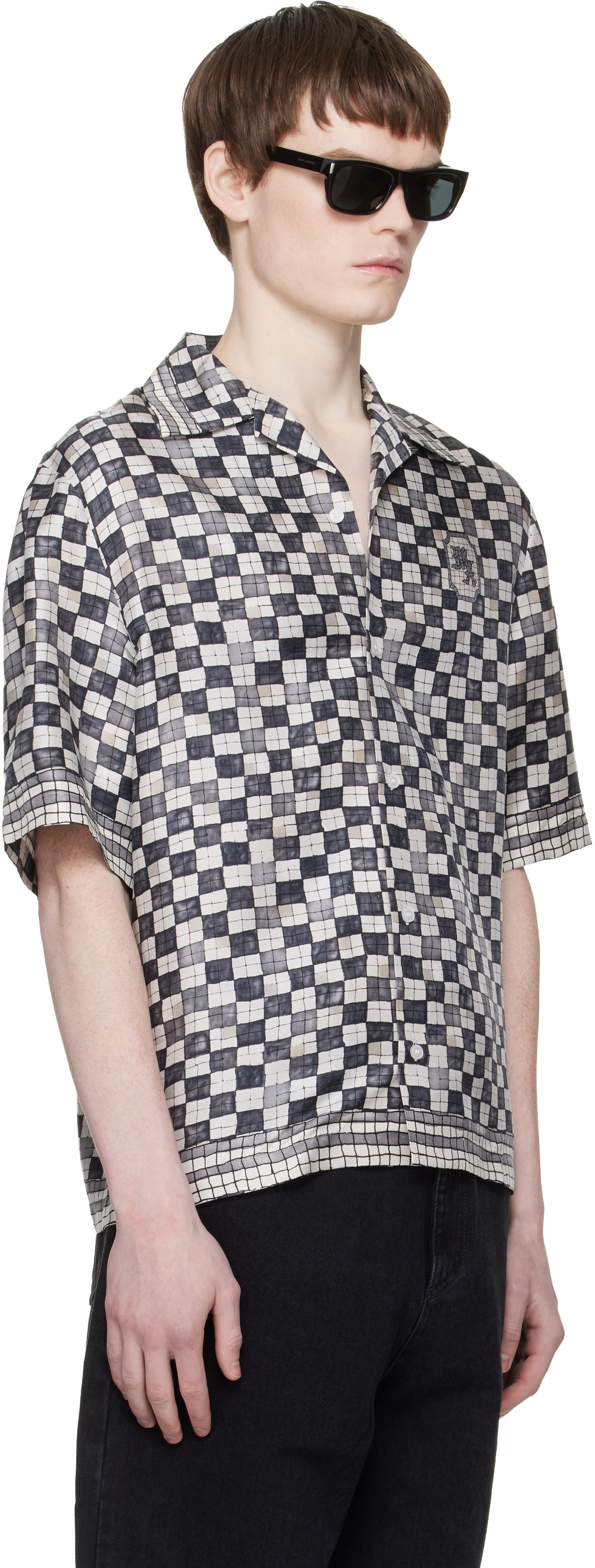 AMIRI: Gray MA Checkered Bowling Shirt | SSENSE