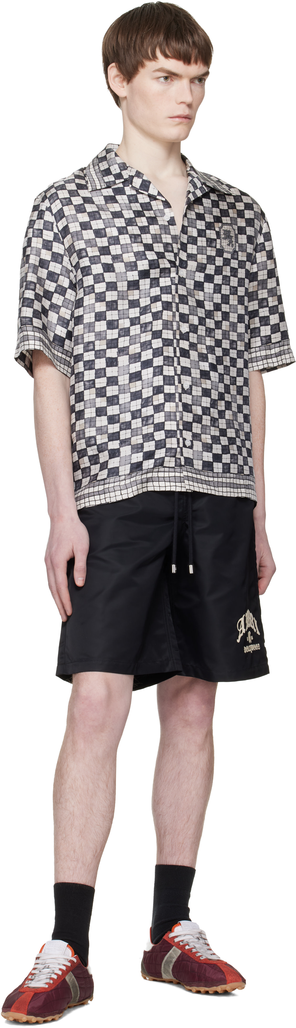 AMIRI ボーダーニットショートパンツ ギルト: ウィメンズ | AMIRI