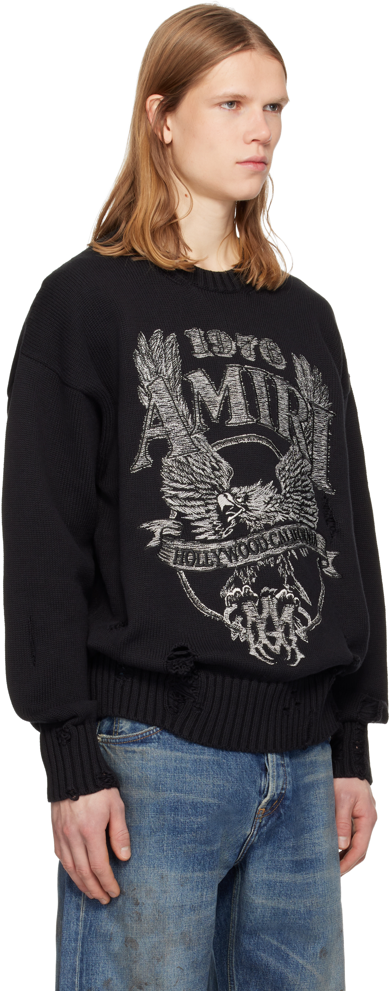 AMIRI - Pull noir à logo d'aigle