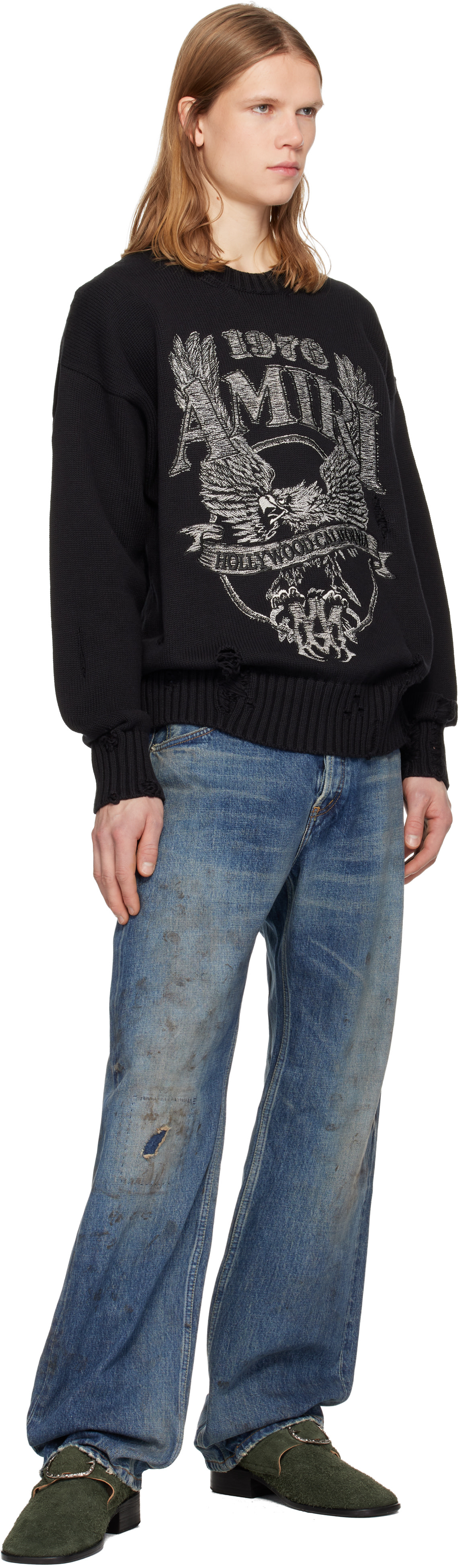 AMIRI - Pull noir à logo d'aigle