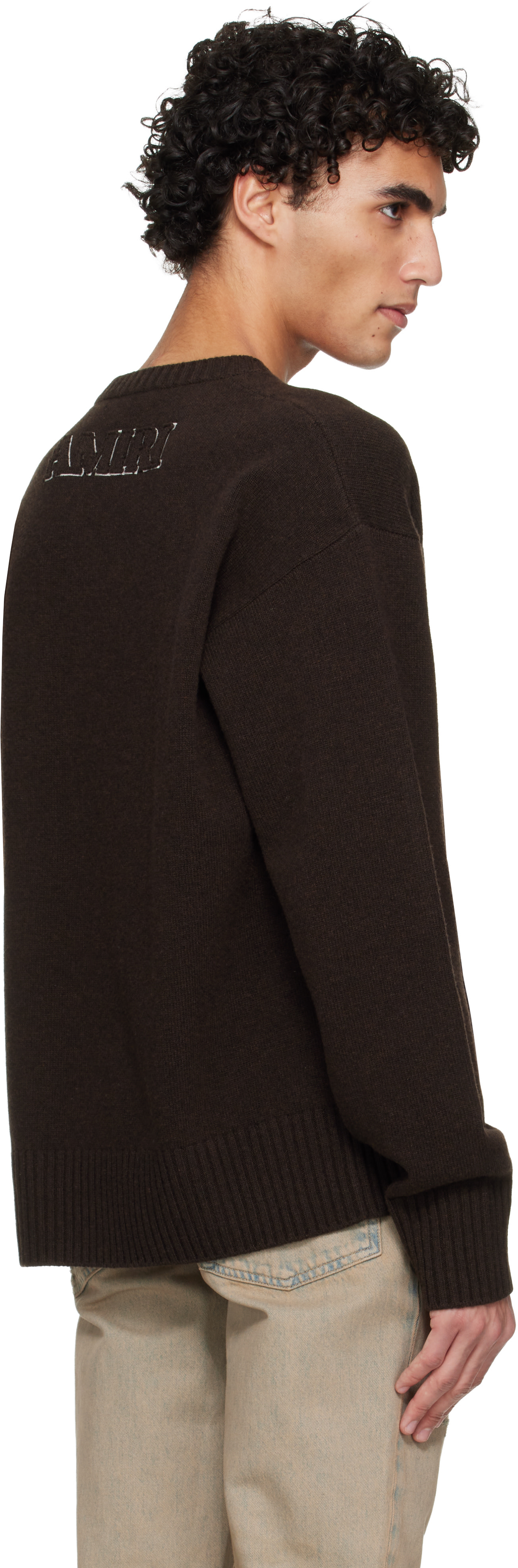 AMIRI - Pull brun à monogramme