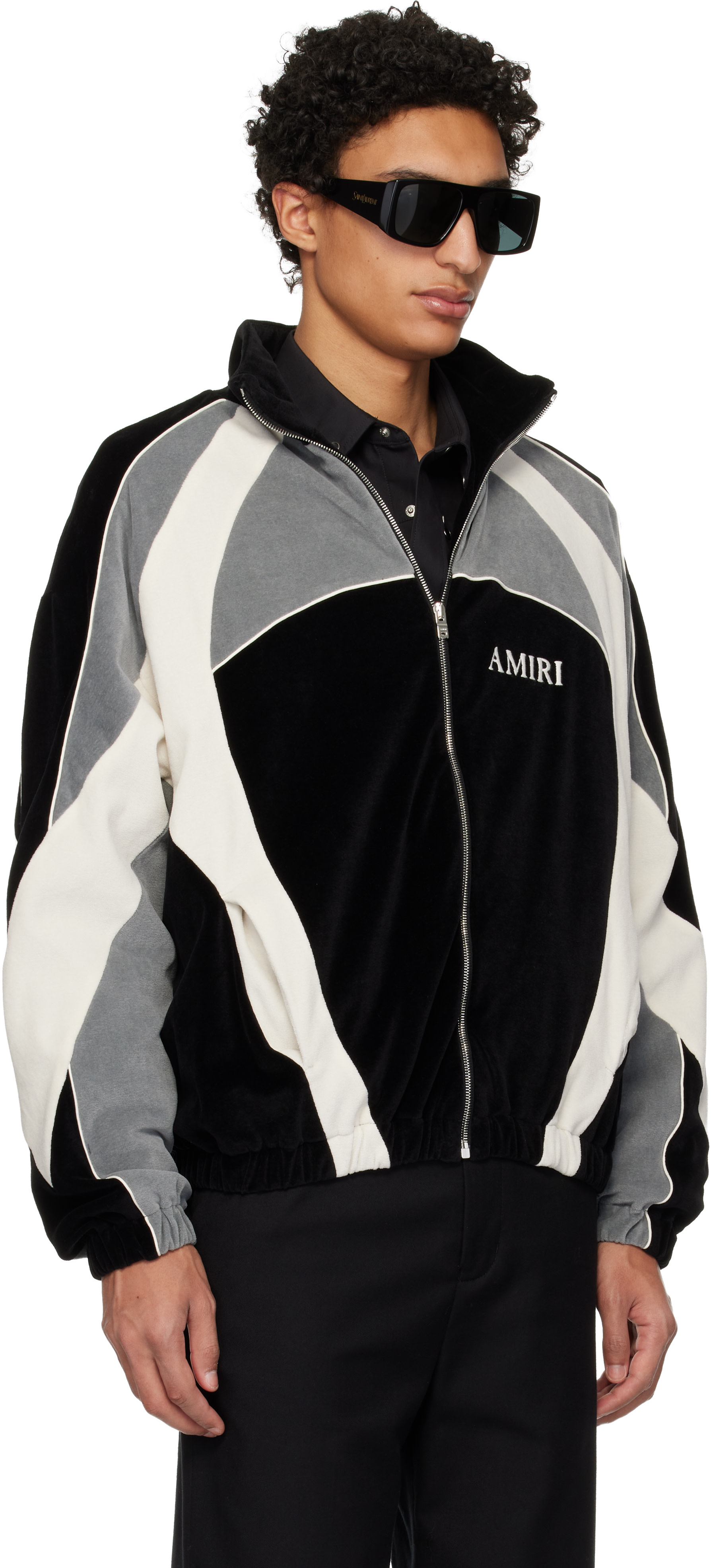 AMIRI: ブラック＆グレー オーバーサイズ パネル トラックジャケット