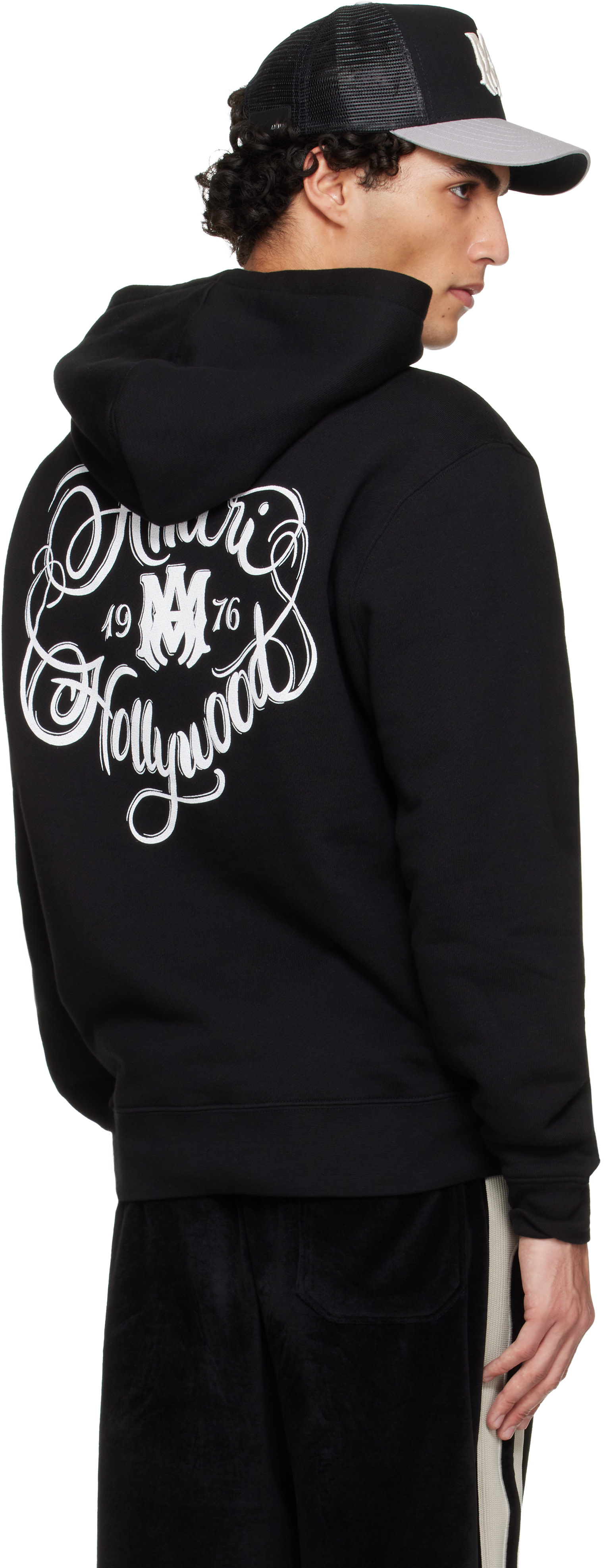 AMIRI: Black Varsity 'Hollywood' Hoodie | SSENSE