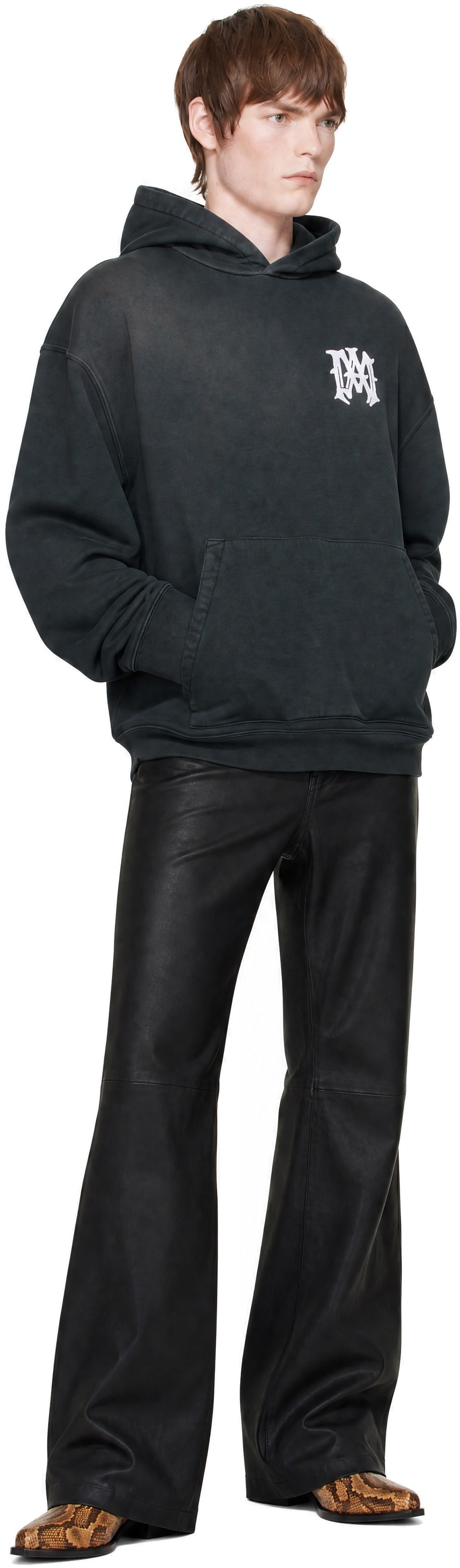 AMIRI - Pull à capuche noir à logos Hollywood