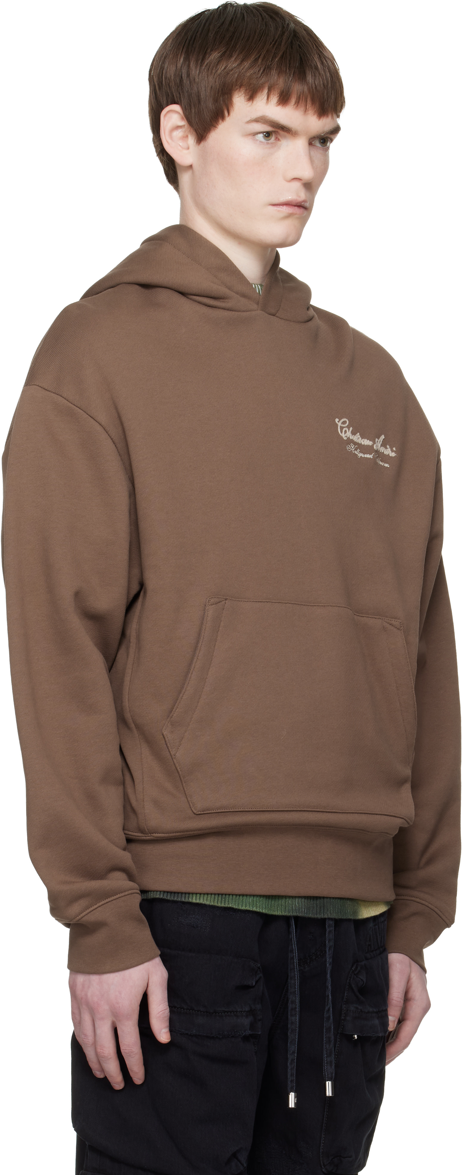 AMIRI - Pull à capuche Chateau brun à logo et texte