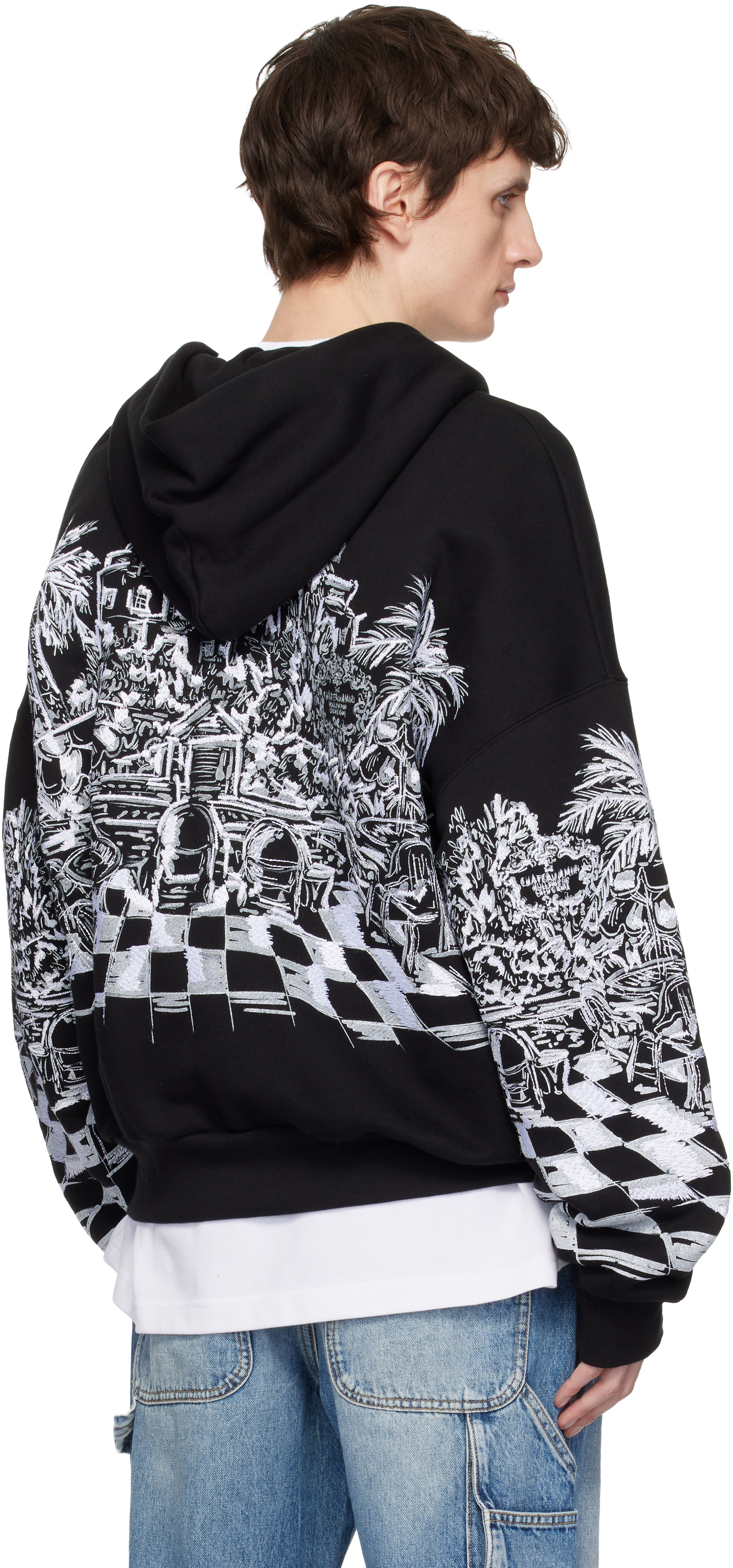 AMIRI: Black Chateau Sketch Zip Hoodie | SSENSE