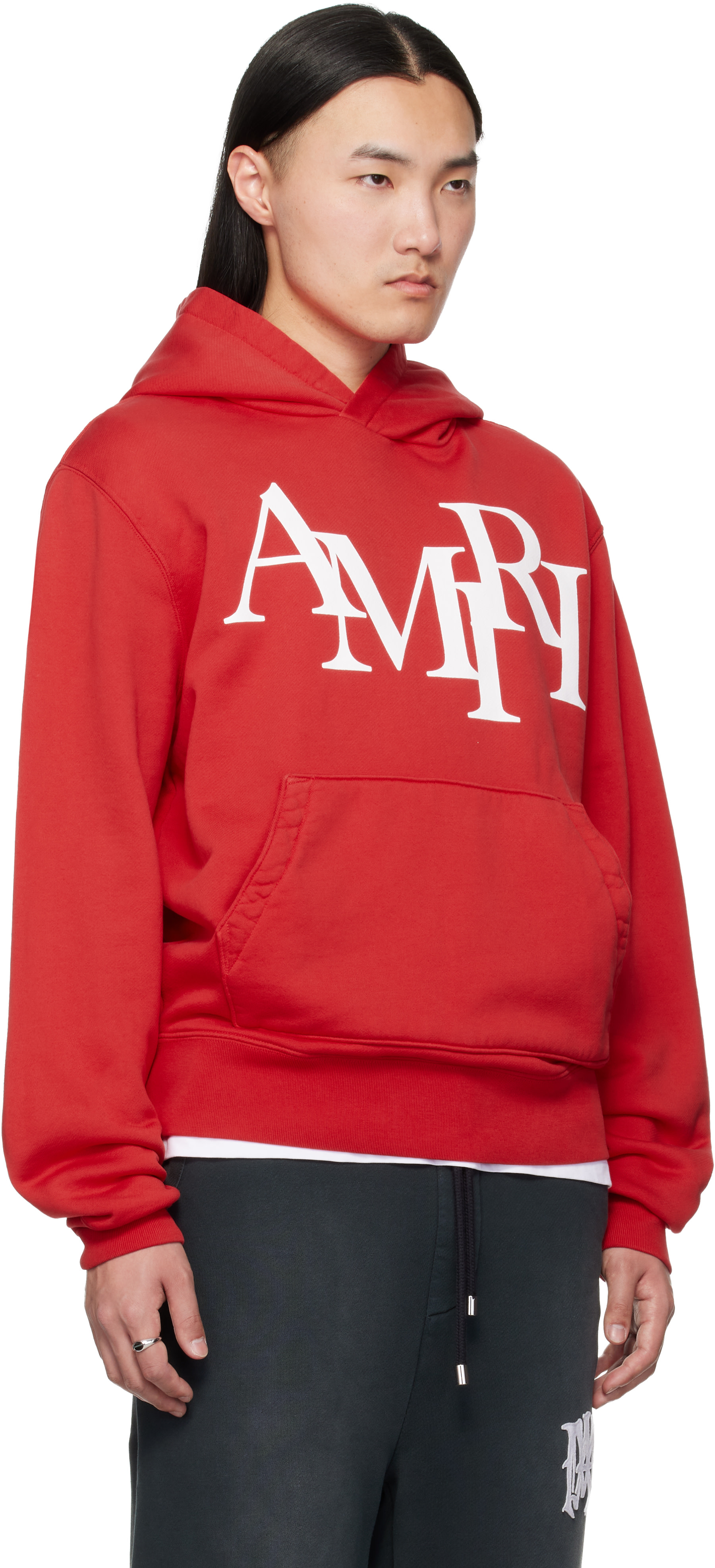 AMIRI - Pull à capuche rouge à logo décalé