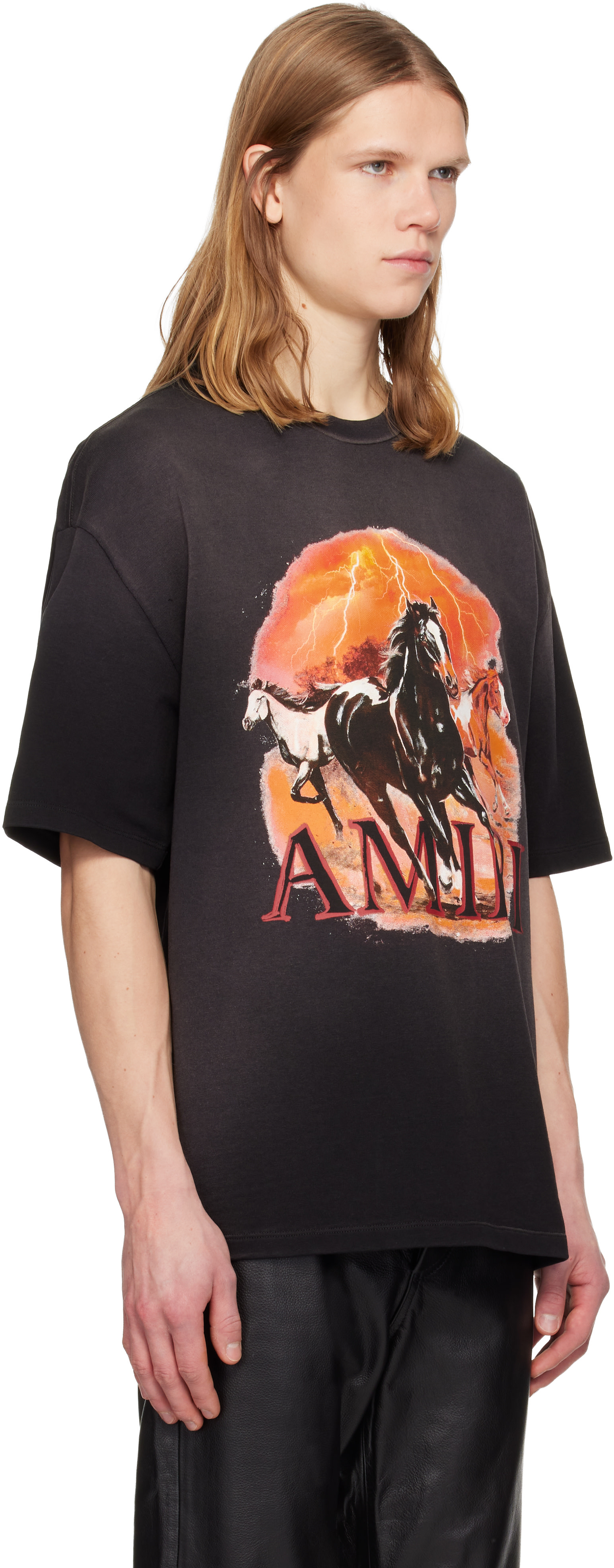 AMIRI: Black Plains Oversized T-shirt | SSENSE