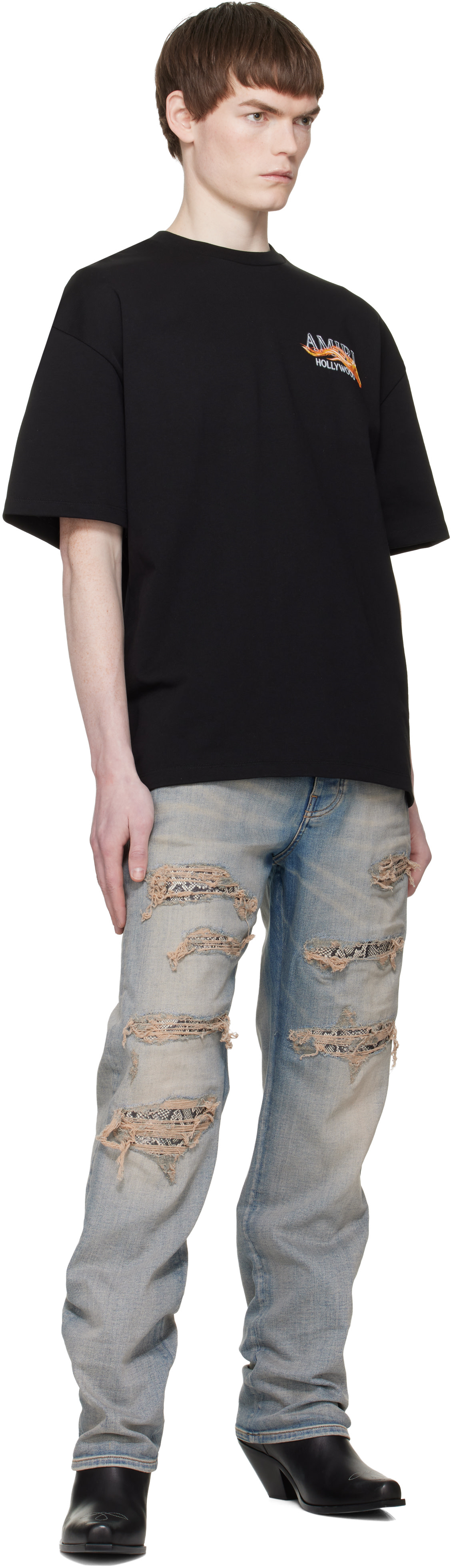 AMIRI: Black 'Amiri Hollywood' Horse Oversized T-shirt | SSENSE