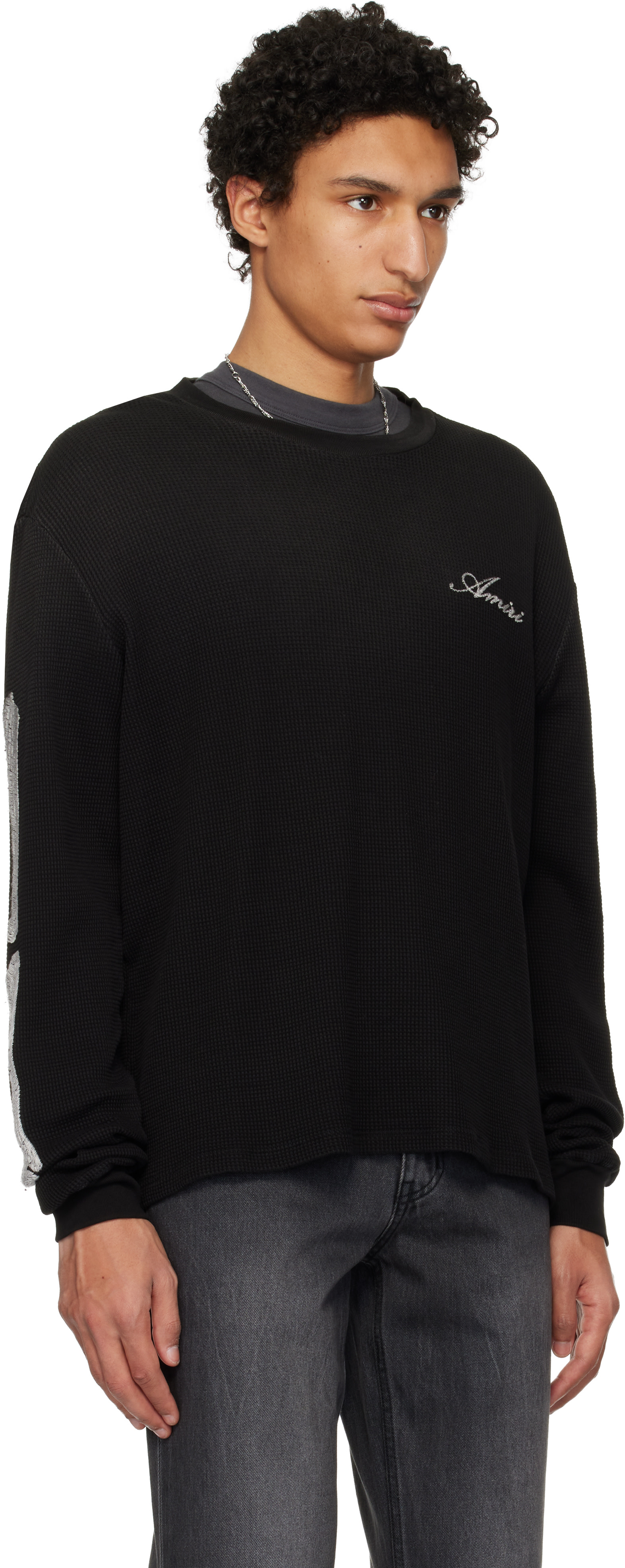 AMIRI: ブラック Bones 長袖Tシャツ | SSENSE 日本