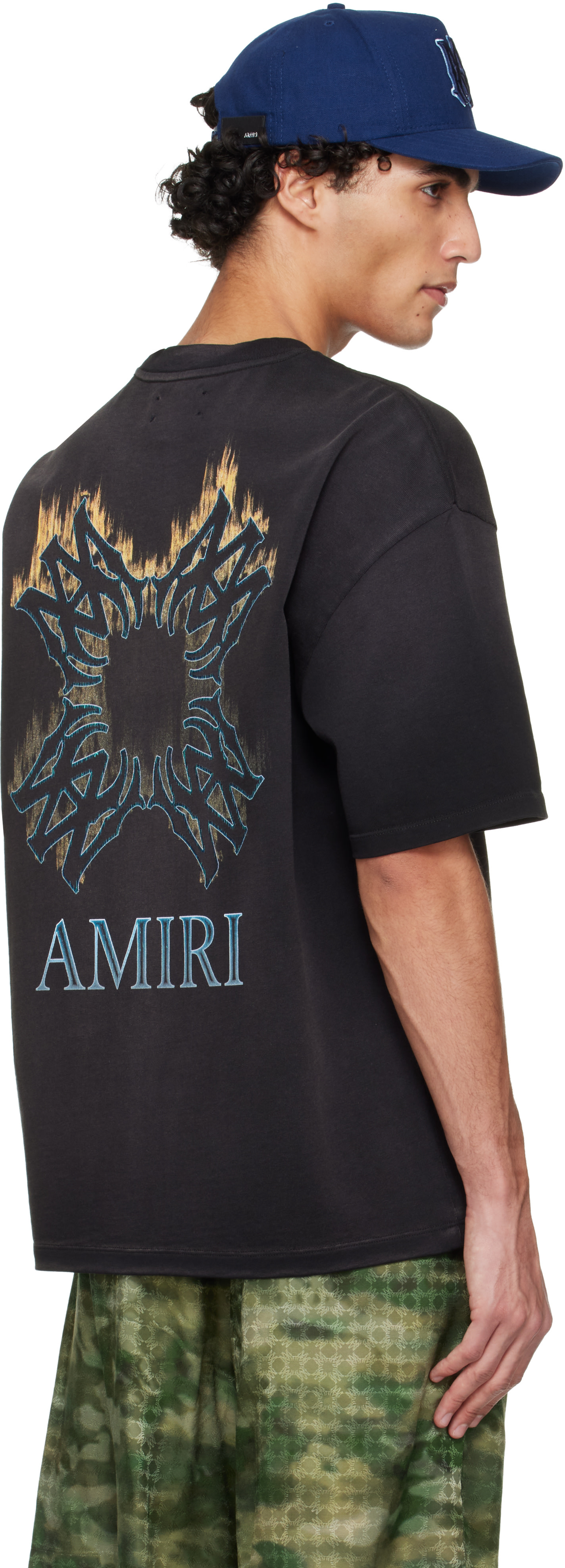 AMIRI: Black MA Quad Flames Oversized T-shirt | SSENSE