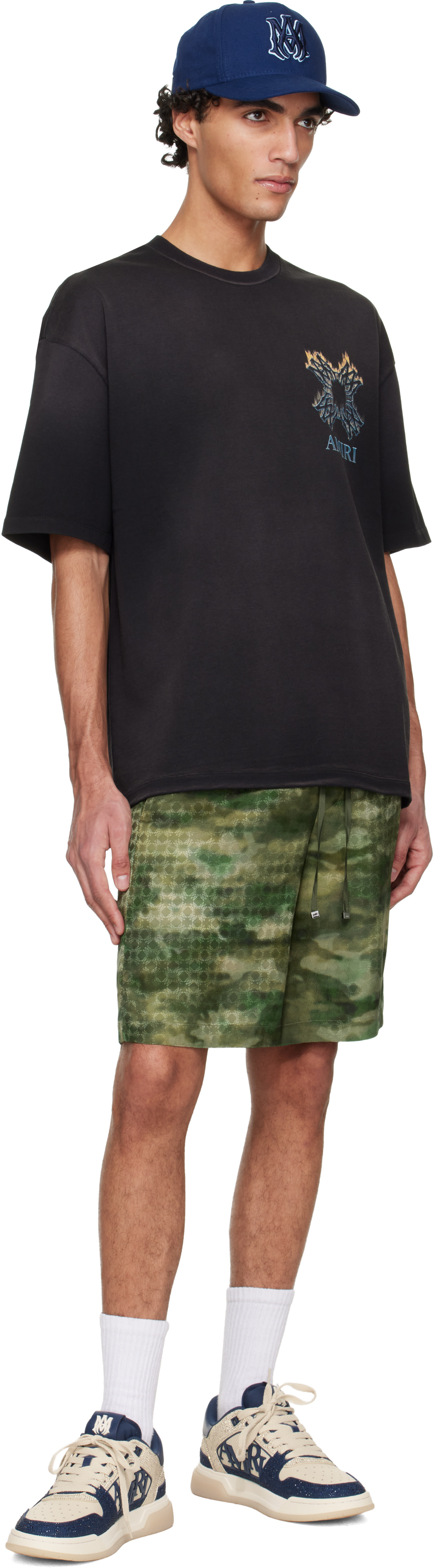AMIRI: Black MA Quad Flames Oversized T-shirt | SSENSE