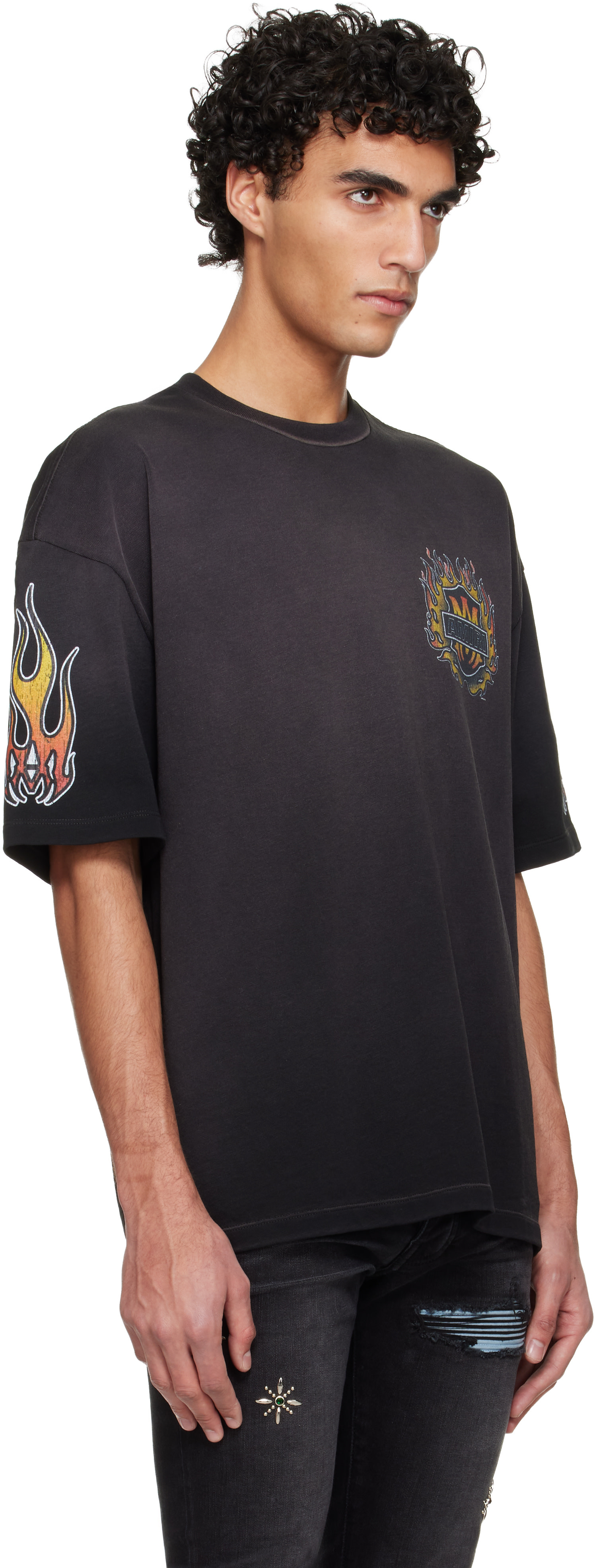 AMIRI - Black MA Flames Oversized T-shirt