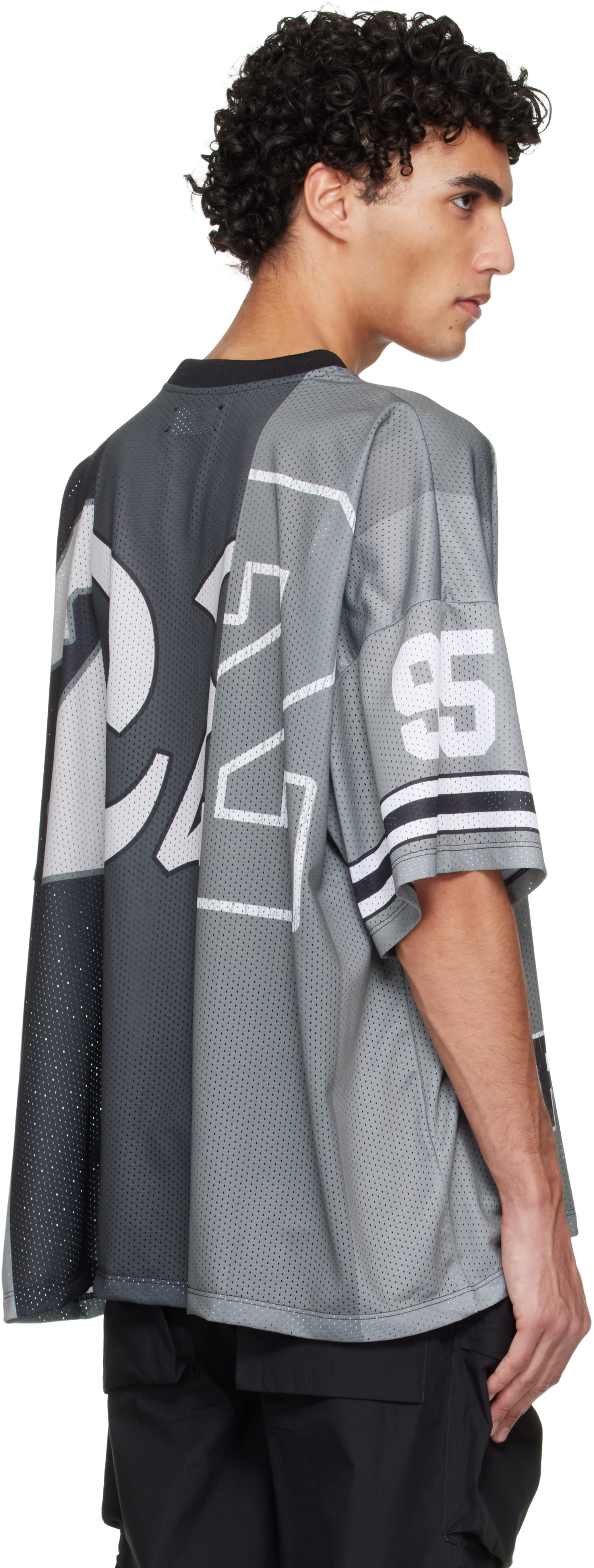 AMIRI - Gray Spliced Oversized Mesh T-shirt