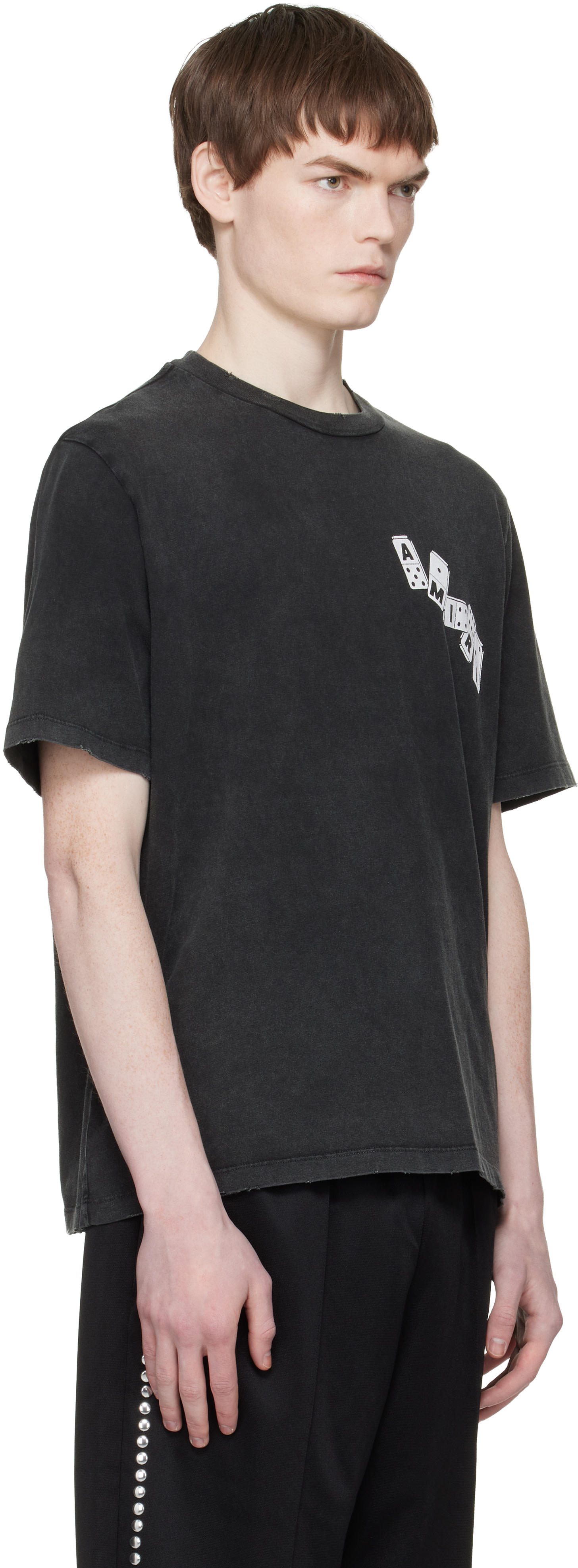 AMIRI: Black 'Amiri' Domino T-shirt | SSENSE