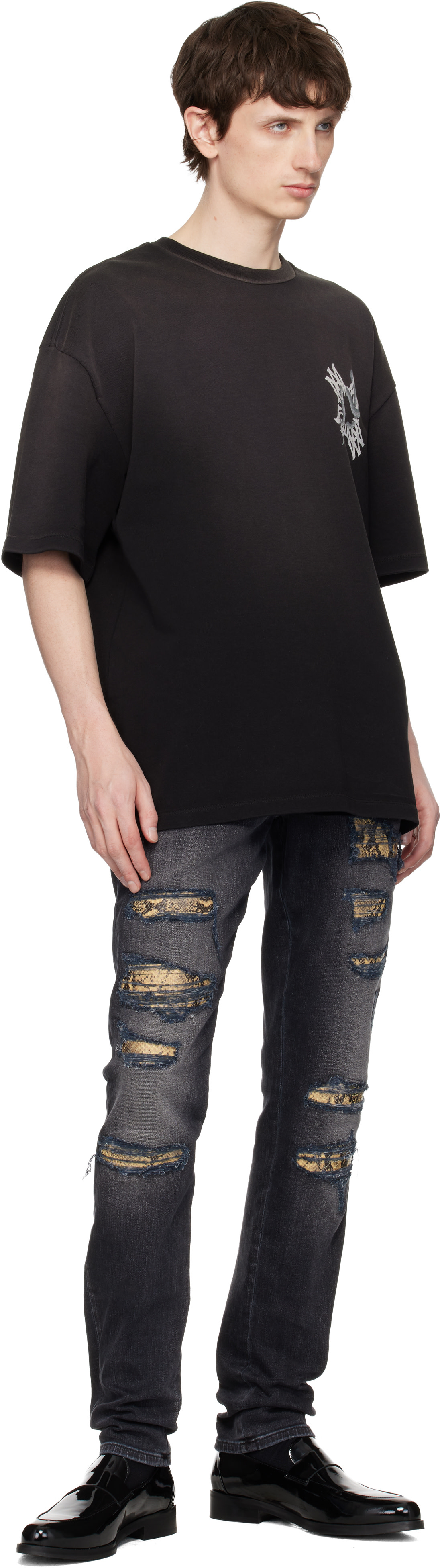 AMIRI: Black MA Quad Snake T-shirt | SSENSE