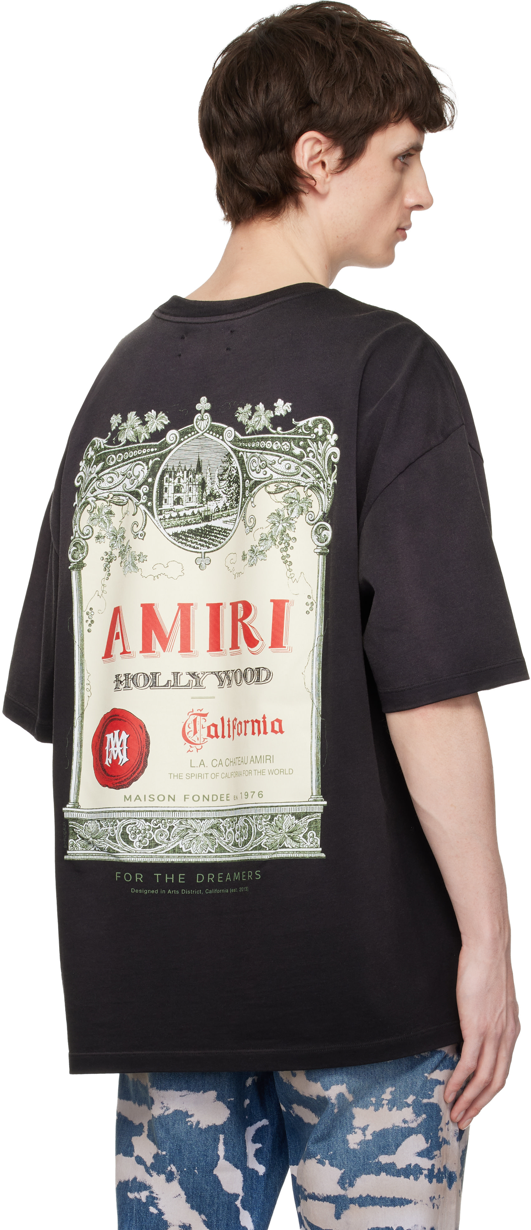AMIRI: ブラック Chateau Stamp オーバーサイズ Tシャツ | SSENSE 日本