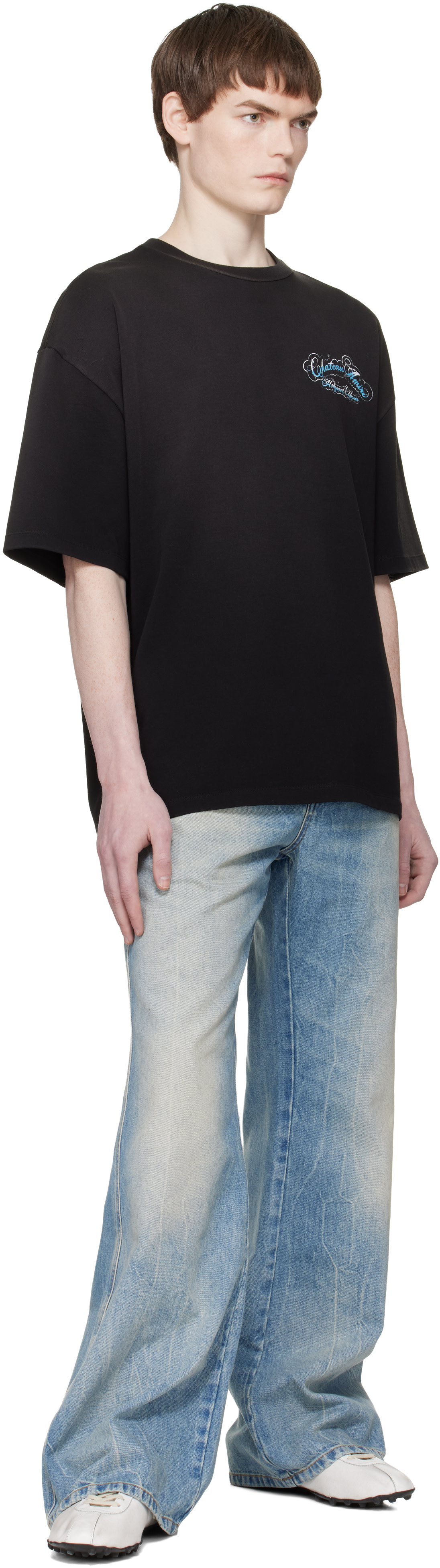AMIRI - Black Crystal 'Chateau' Script Oversized T-shirt