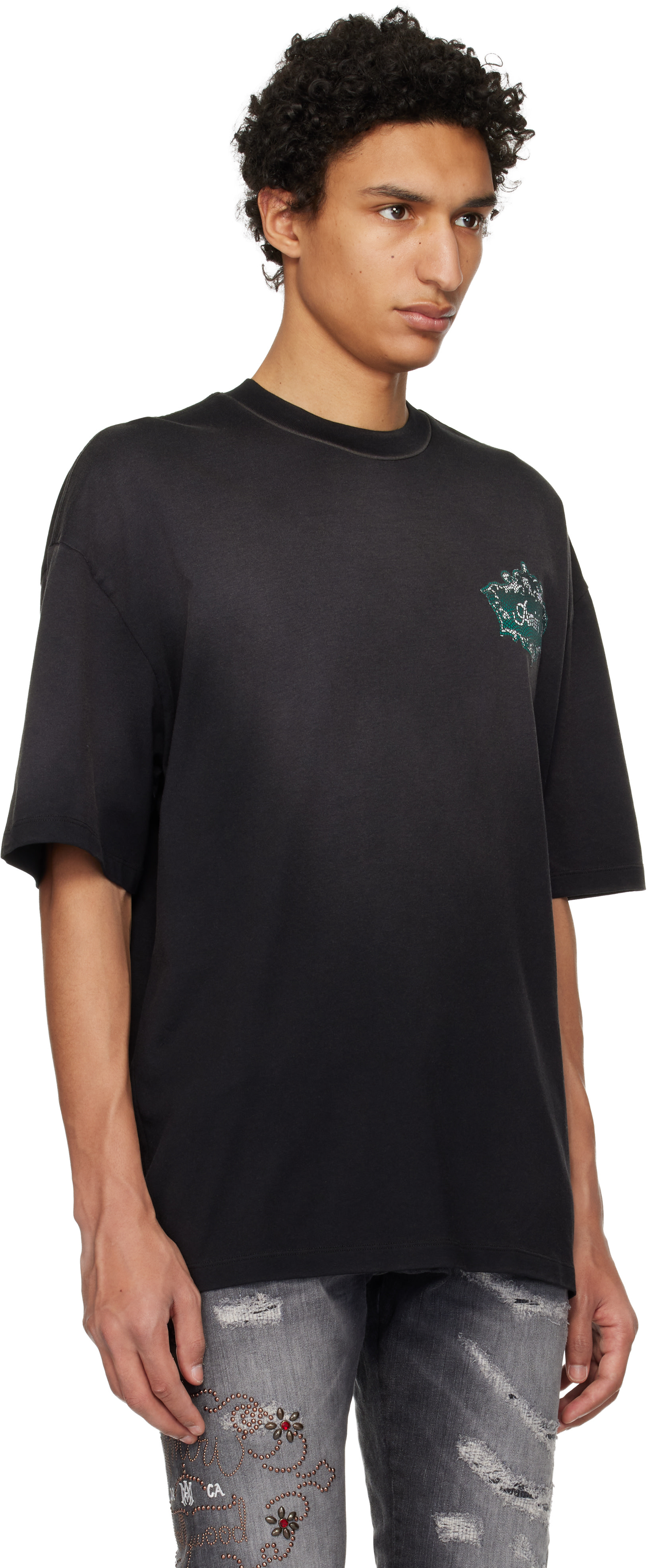 AMIRI: ブラック Chateau Crest オーバーサイズ Tシャツ | SSENSE 日本