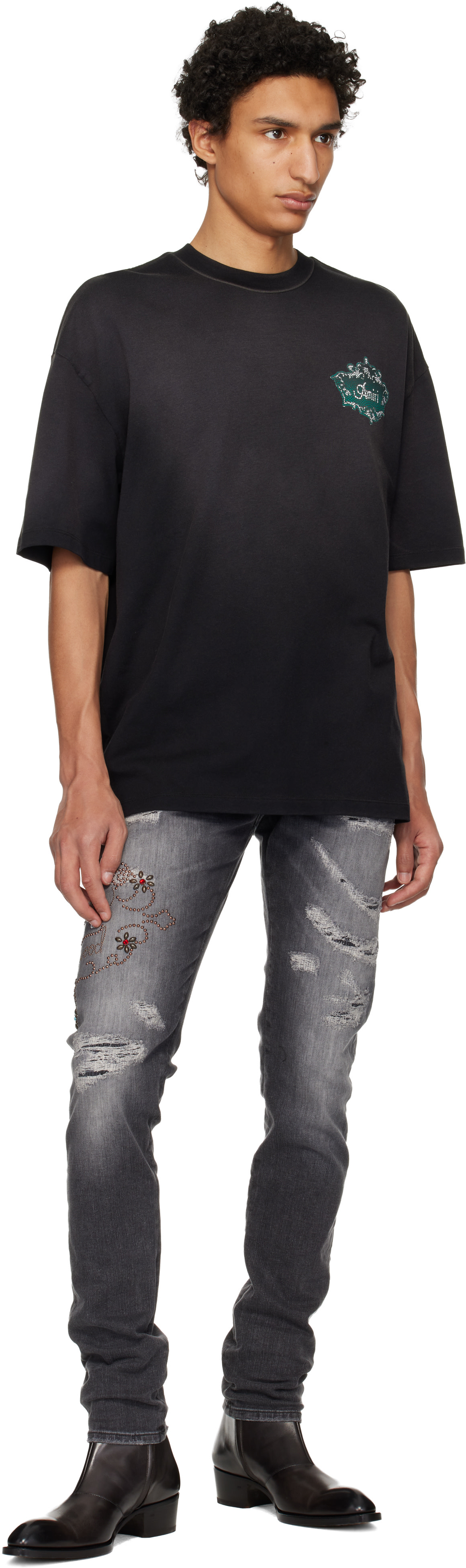 AMIRI - Black Chateau Crest Oversized T-shirt