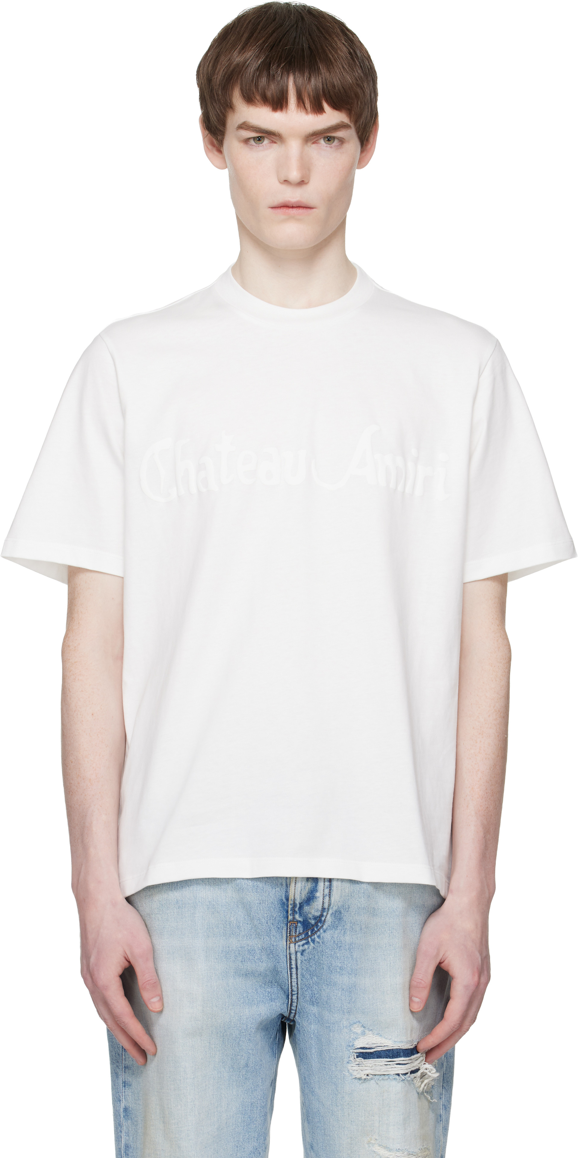 AMIRI: White 'Chateau Amiri' Tonal T-shirt | SSENSE