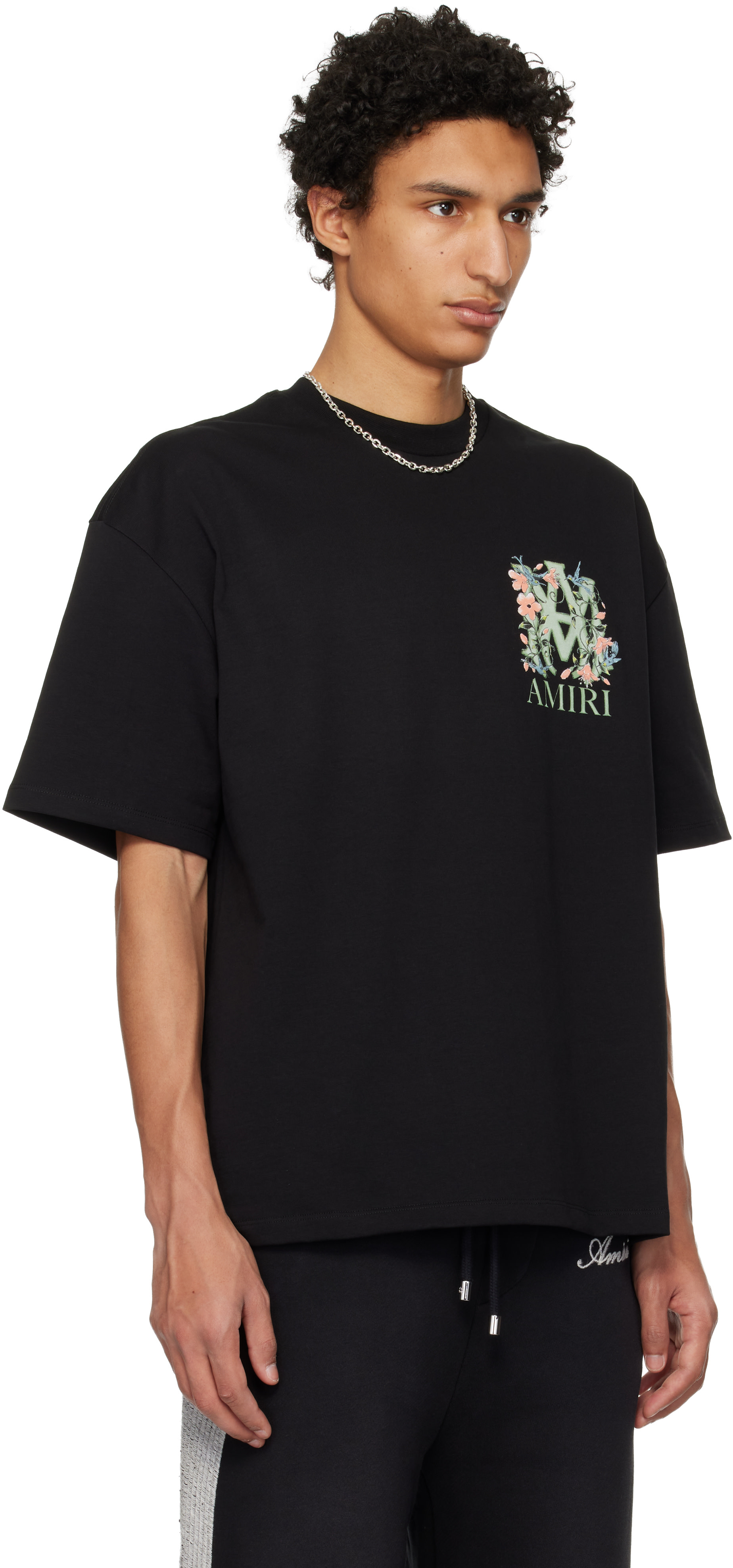 AMIRI tシャツ ブラック Mサイズ AMIRI: ブラック MA Floral オーバーサイズ Tシャツ | SSENSE 日本