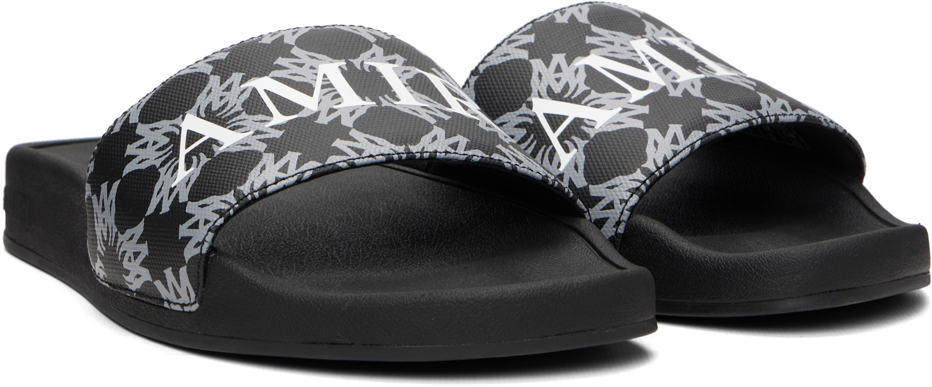 AMIRI: Black MA Quad Canvas Pool Slides | SSENSE