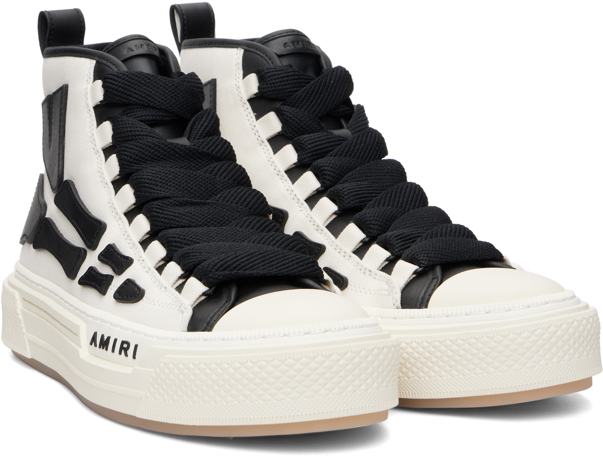 AMIRI: ブラック＆ホワイト Skel Court Hi カットスニーカー | SSENSE 日本