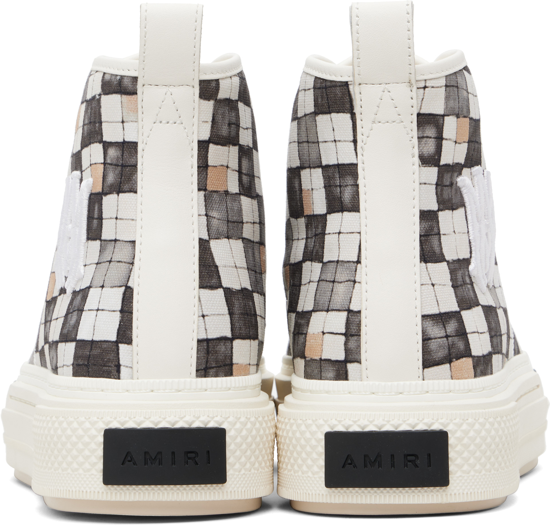 AMIRI: Gray & White Checkered Court Hi Sneakers | SSENSE AMIRI: Gray & White Checkered Court Hi Sneakers | SSENSE