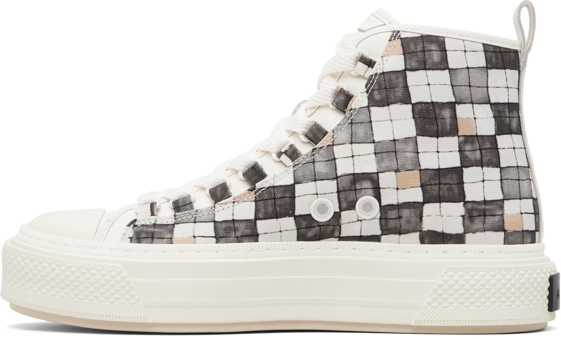 AMIRI: Gray & White Checkered Court Hi Sneakers | SSENSE