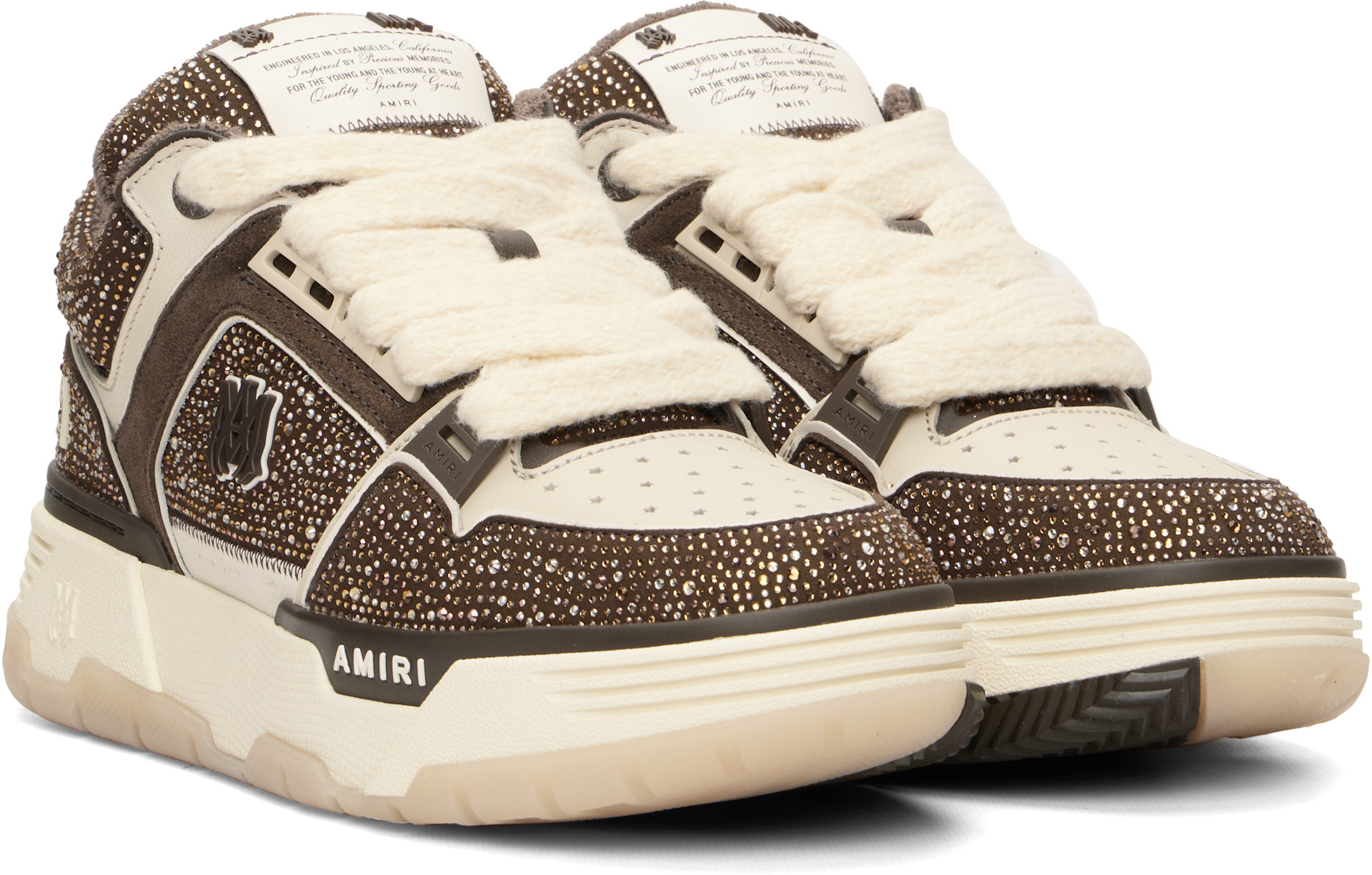 AMIRI: Brown & Beige Crystal MA-1 Sneakers | SSENSE