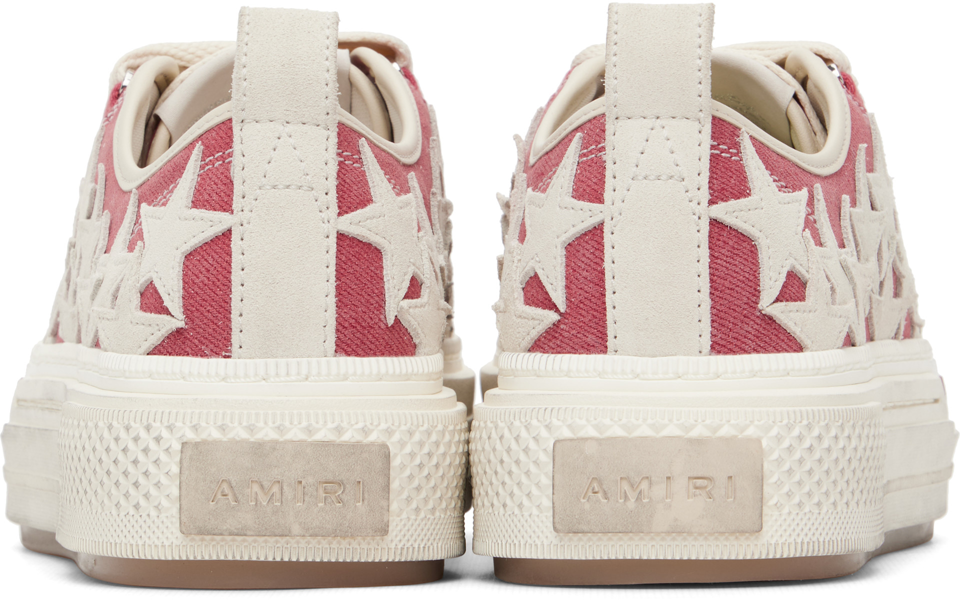 AMIRI: Red Distressed Stars Court Low Sneakers | SSENSE