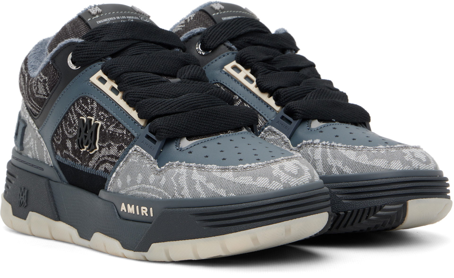 AMIRI: Blue Bandana Jacquard MA-1 Sneakers | SSENSE