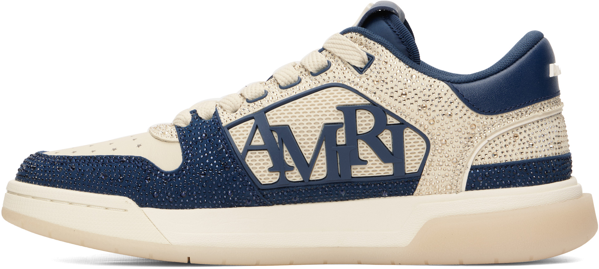 AMIRI - Beige & Navy Crystal Classic Low Sneakers